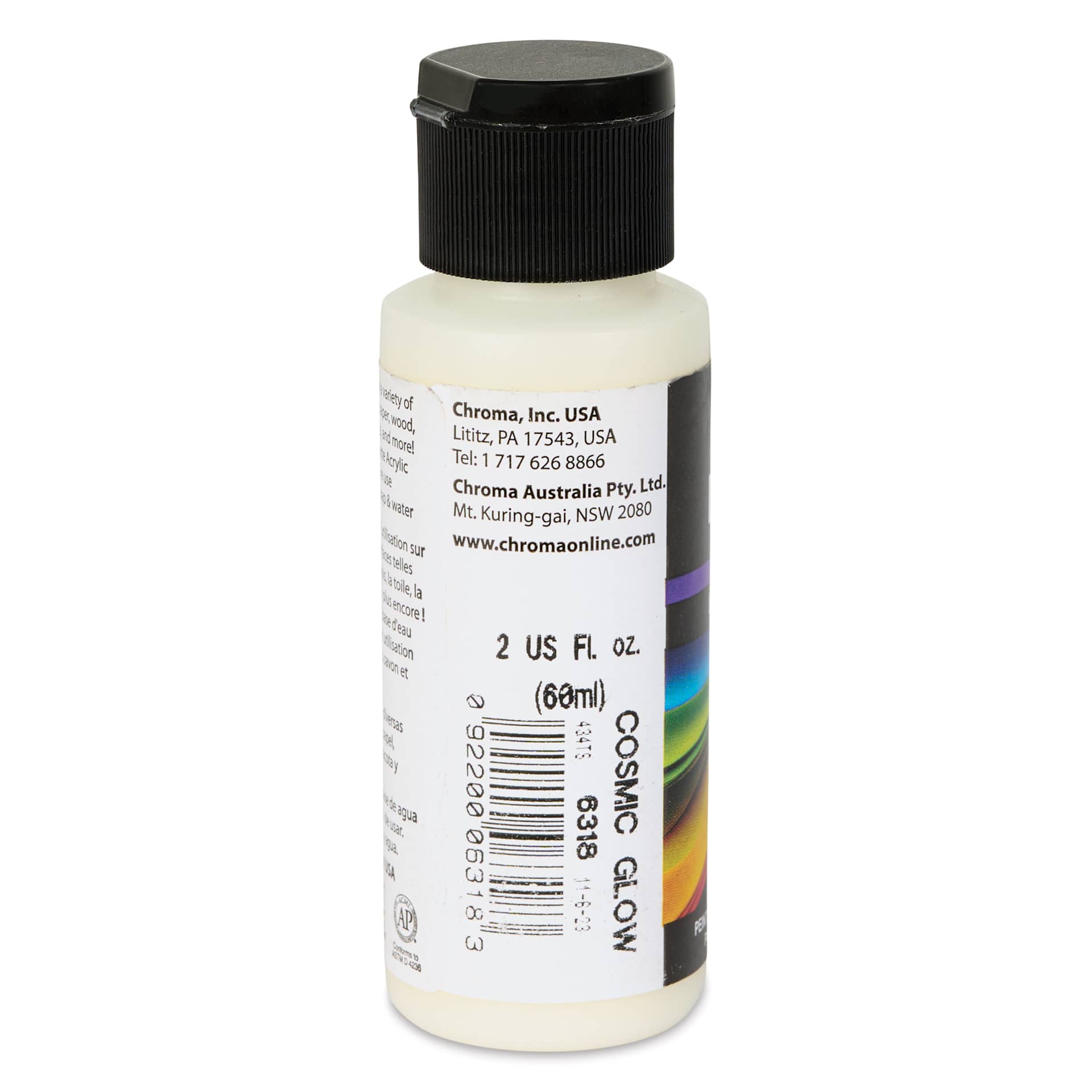 Chroma Craft Colors Acrylic Paint - Glow-in-the-Dark Cosmic Glow, 2 oz, label shown