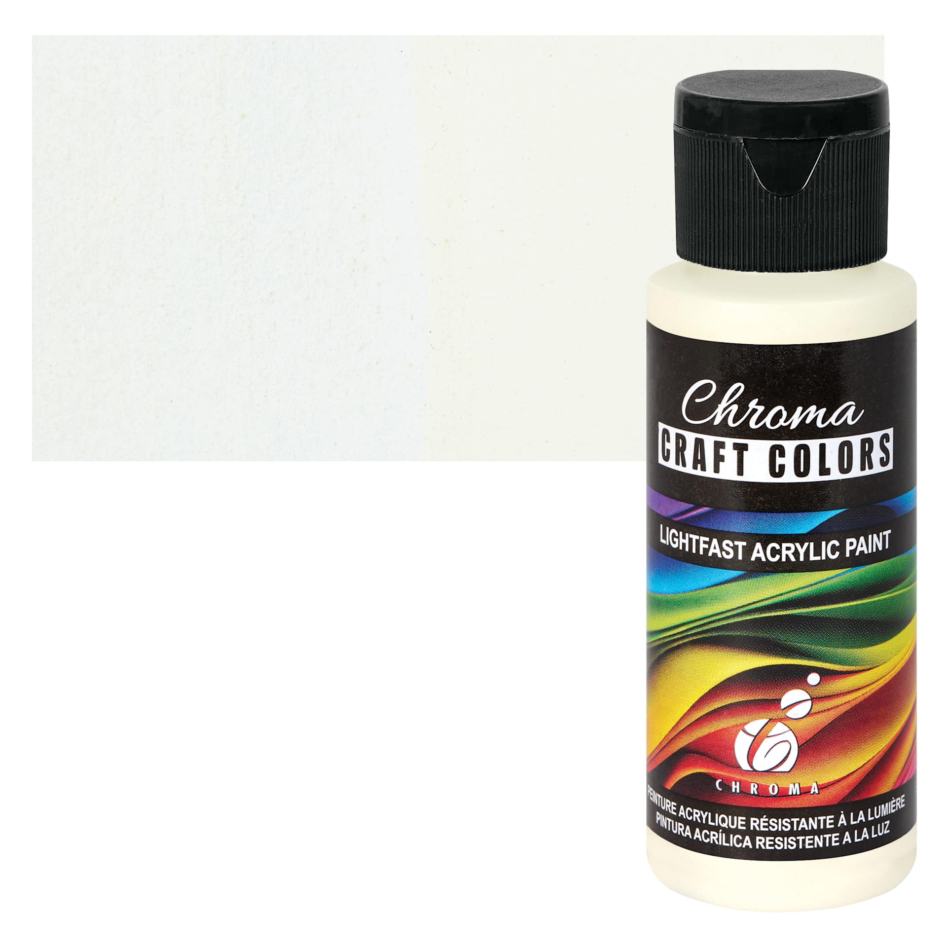 Chroma Craft Colors Acrylic Paint - Glow-in-the-Dark Cosmic Glow, swatch and bottle