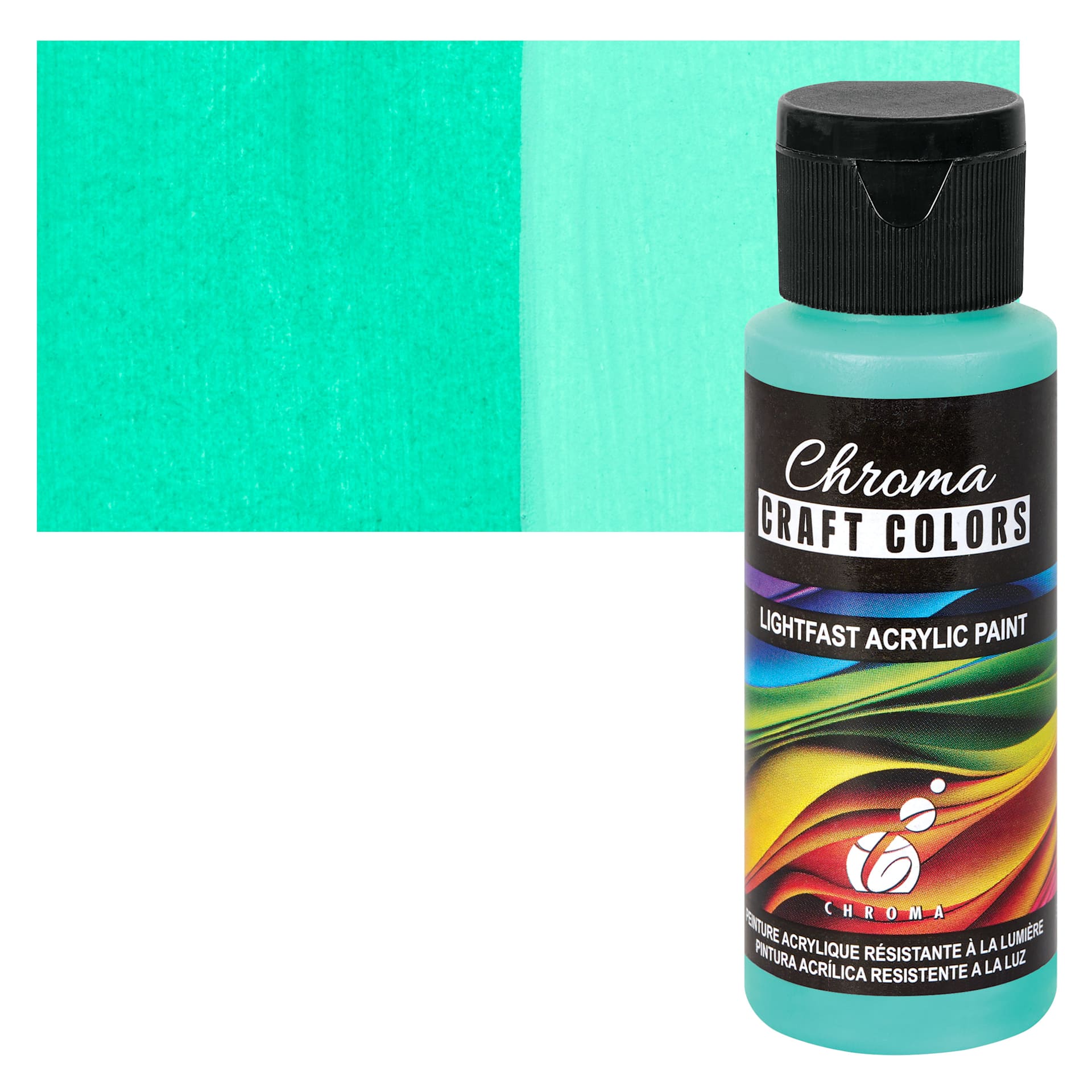 Chroma Craft Colors Acrylic Paint - Laguna, swatch and bottle