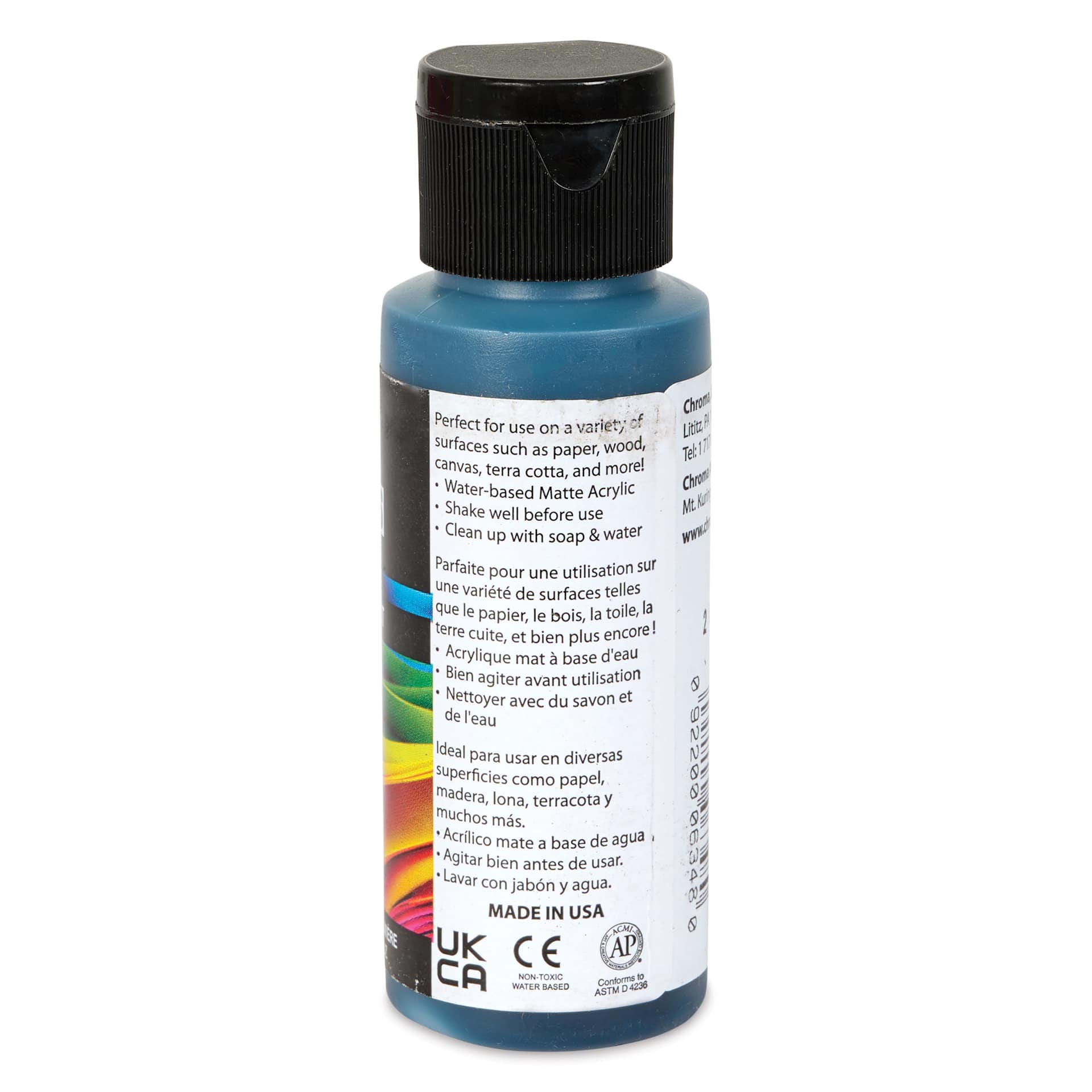 Chroma Craft Colors Acrylic Paint - Outer Space, 2 oz, showing paint usage in label