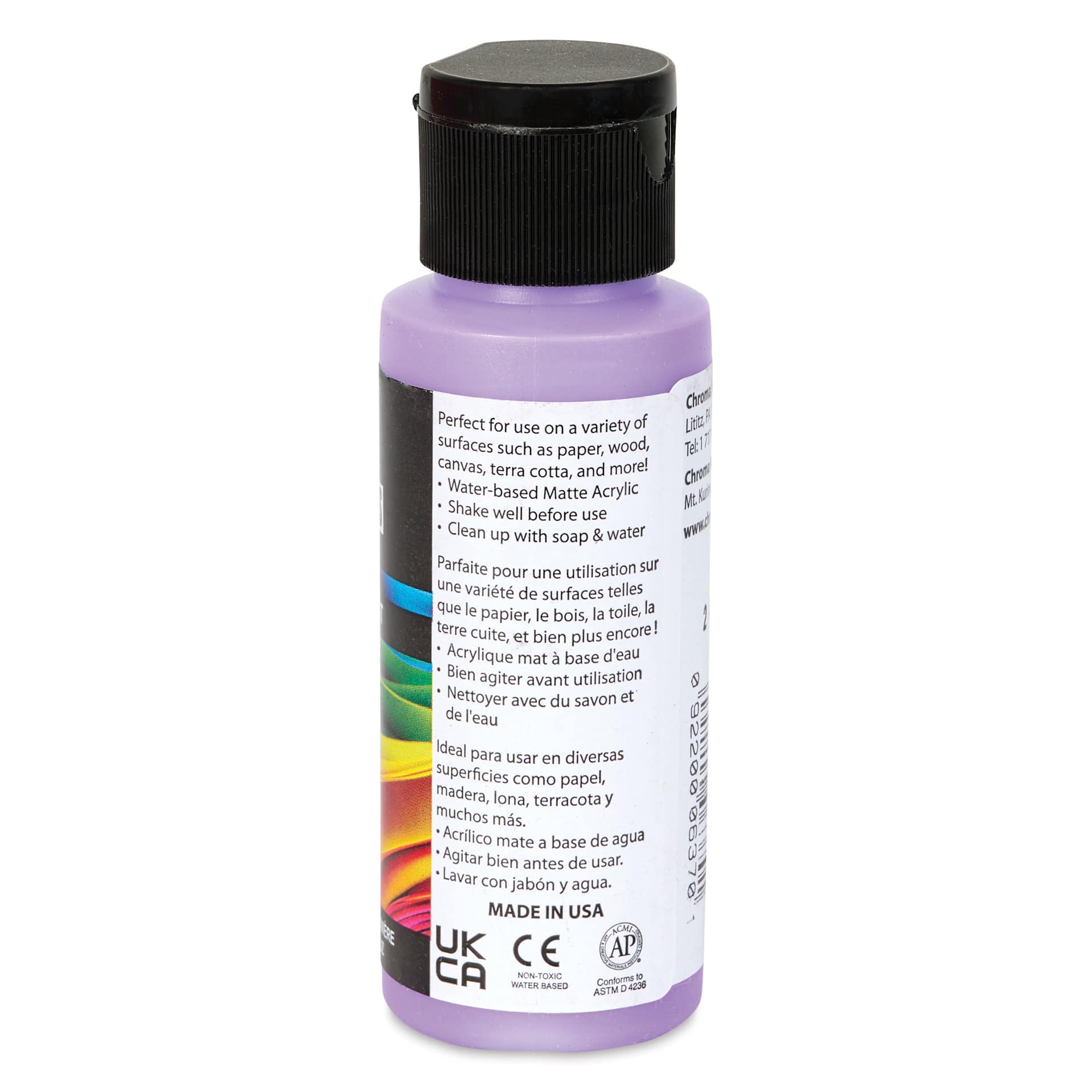 Chroma Craft Colors Acrylic Paint - Neon Unicorn Tracks, 2 oz, showing paint usage in label
