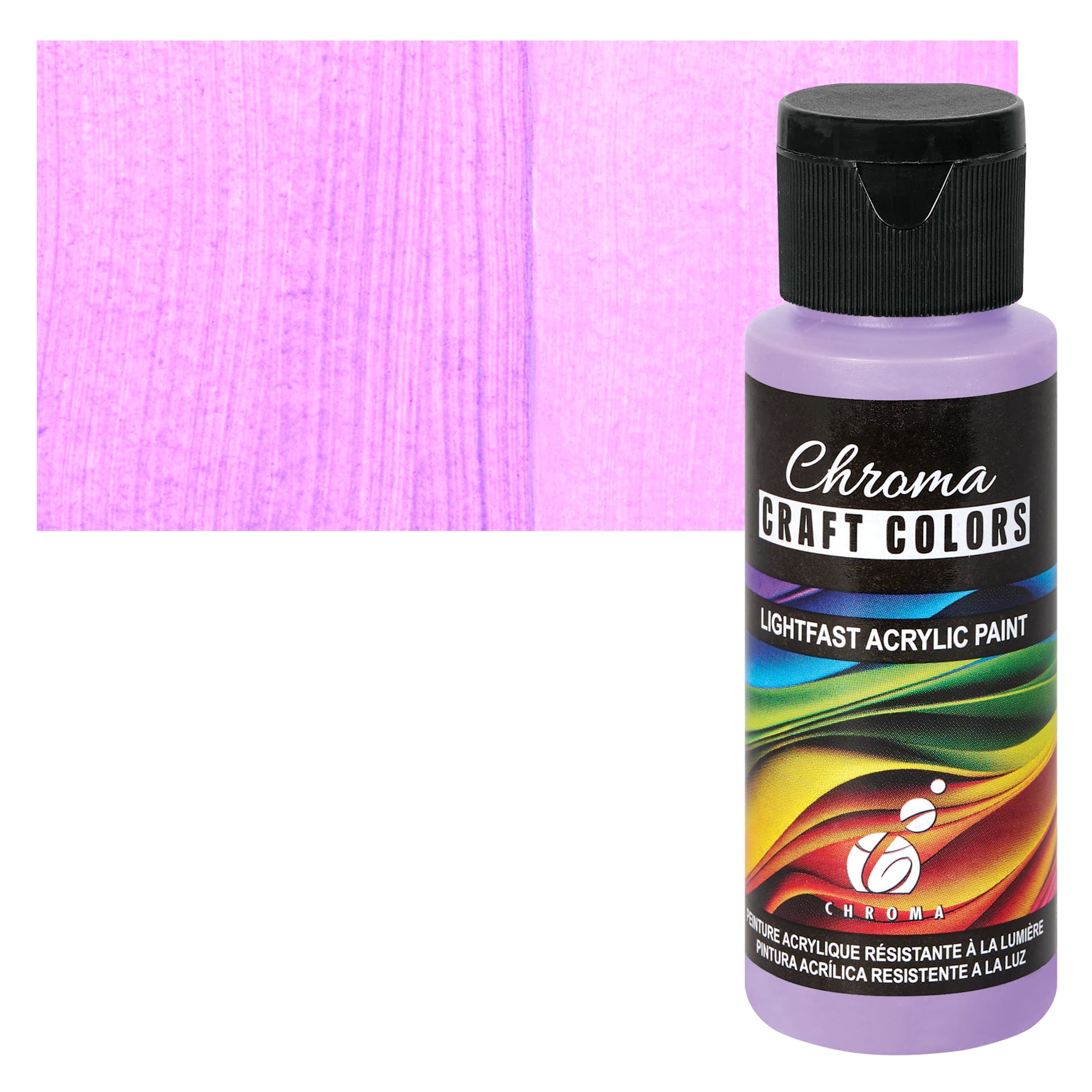 Chroma Craft Colors Acrylic Paint - Neon Unicorn Tracks, swatch and bottle