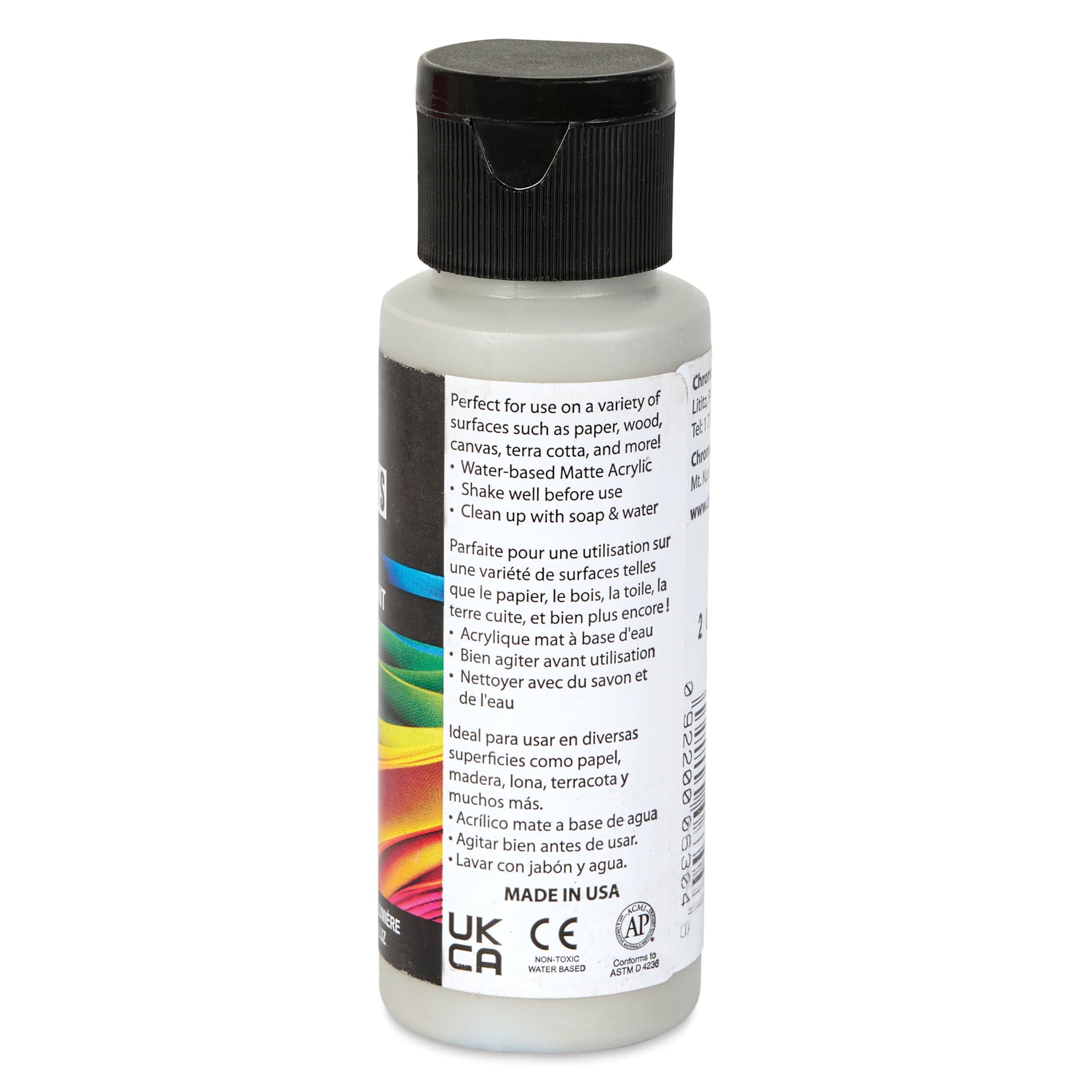 Chroma Craft Colors Acrylic Paint - Before the Storm, 2 oz, showing paint usage in label