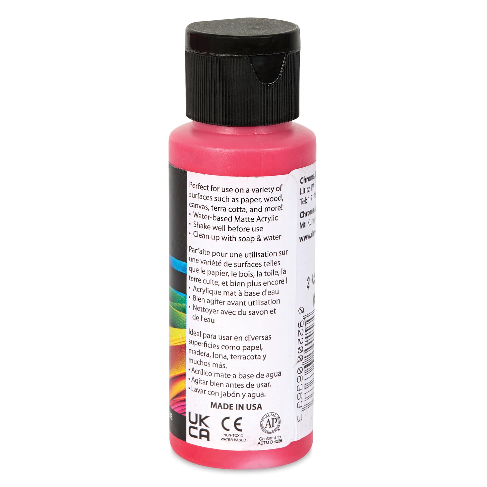 Chroma Craft Colors Acrylic Paint - Smell the Roses, 2 oz, showing paint usage in label