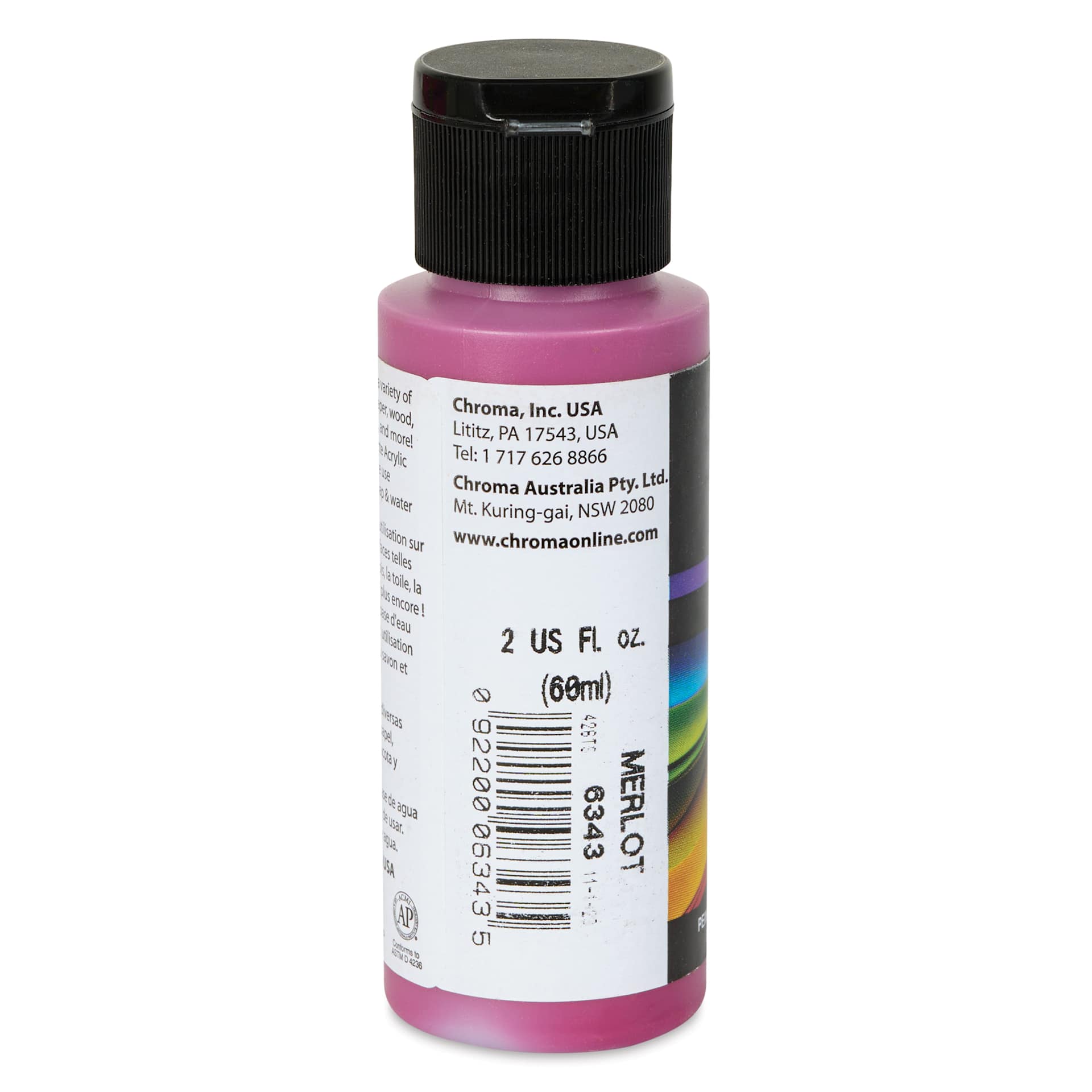 Chroma Craft Colors Acrylic Paint - Merlot, 2 oz, label shown