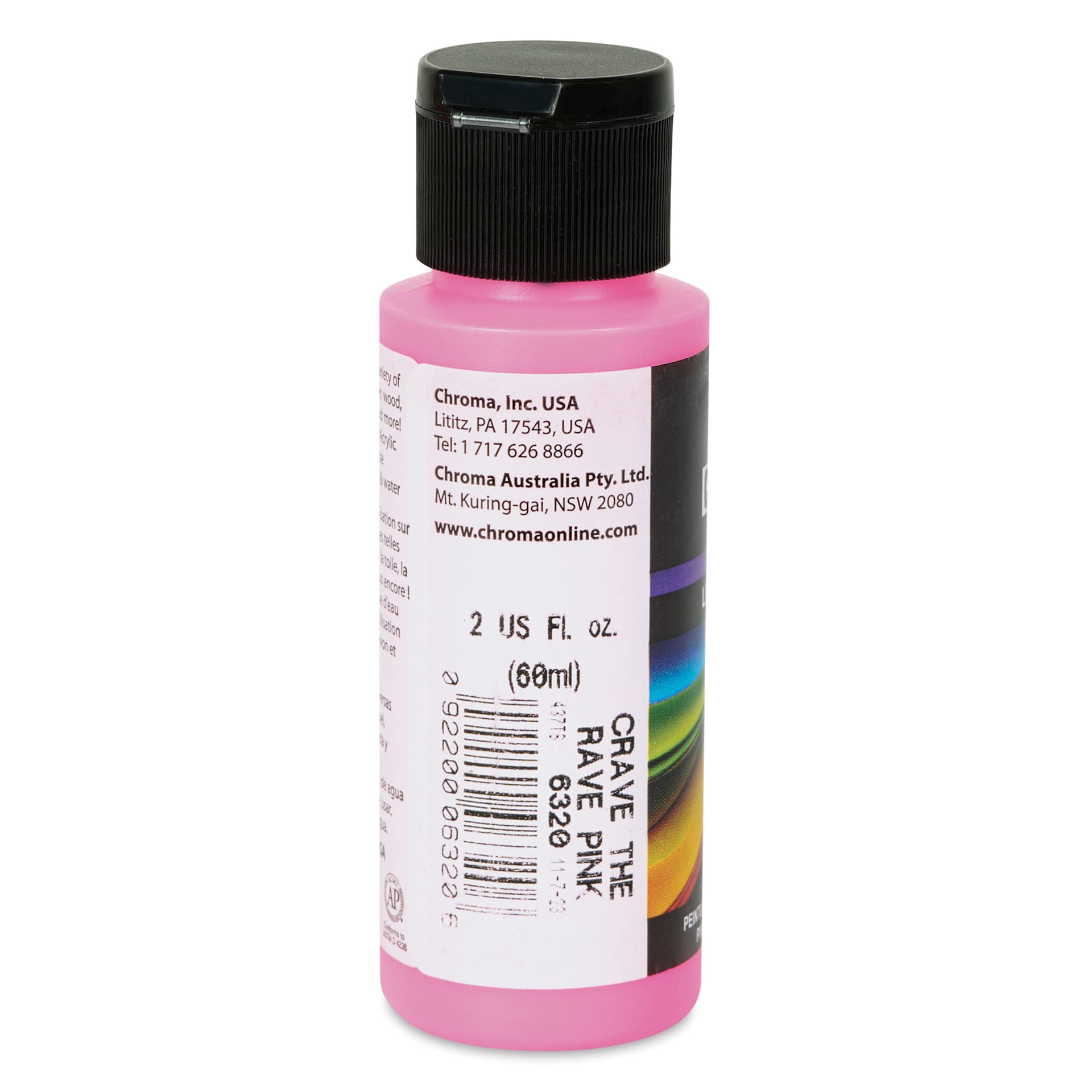 Chroma Craft Colors Acrylic Paint - Neon Crave the Rave Pink, 2 oz, label shown