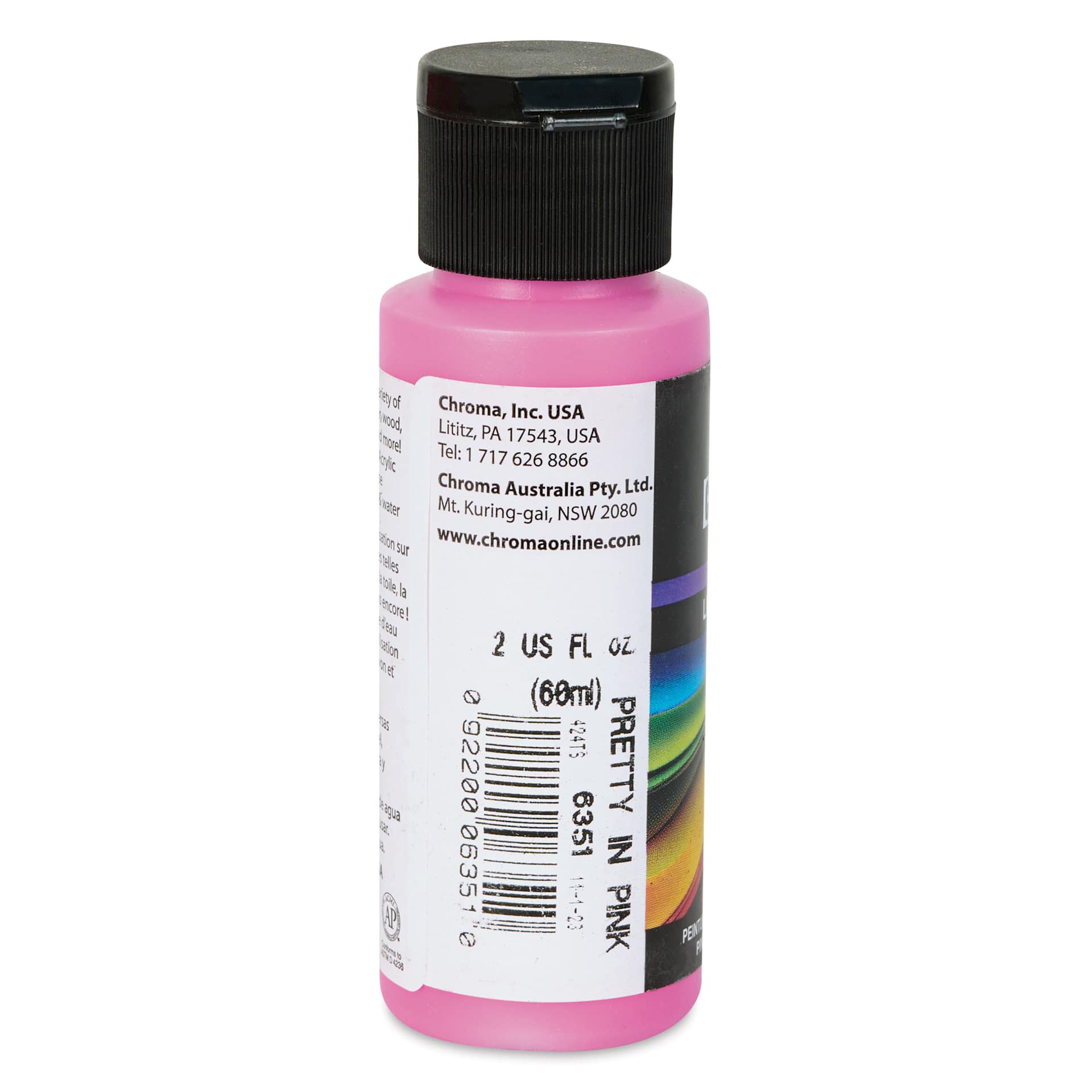 Chroma Craft Colors Acrylic Paint - Pretty in Pink, 2 oz, label shown