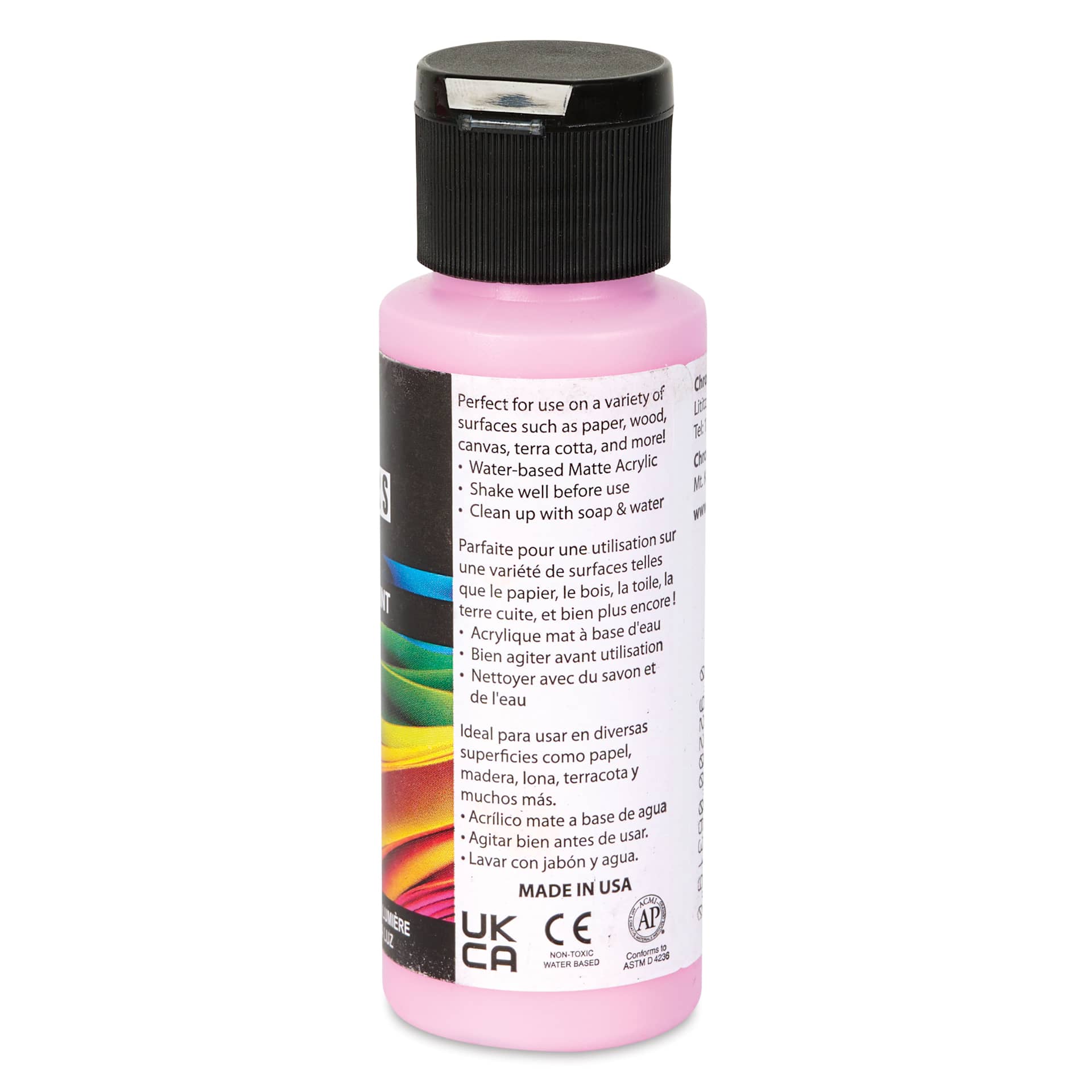 Chroma Craft Colors Acrylic Paint - Cotton Candy, 2 oz, showing paint usage in label