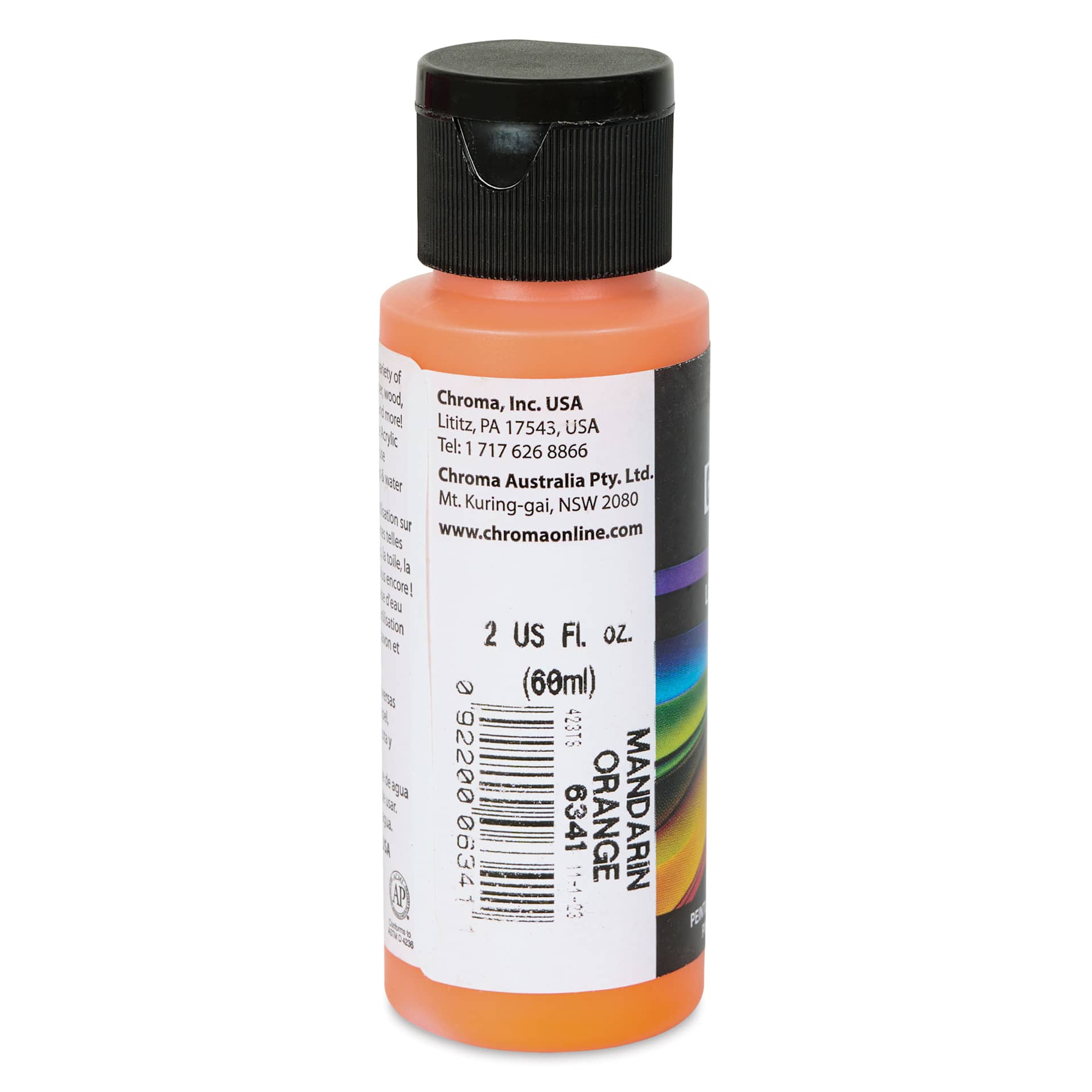 Chroma Craft Colors Acrylic Paint - Mandarin Orange, 2 oz, label shown