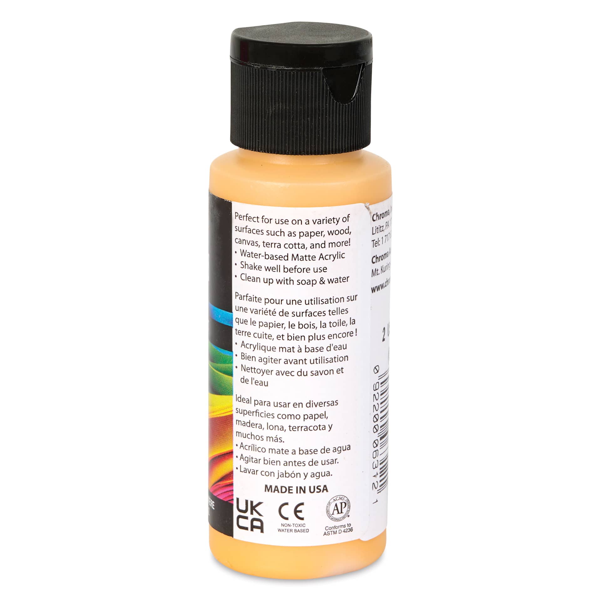 Chroma Craft Colors Acrylic Paint - Cantaloupe, 2 oz, showing paint usage in label