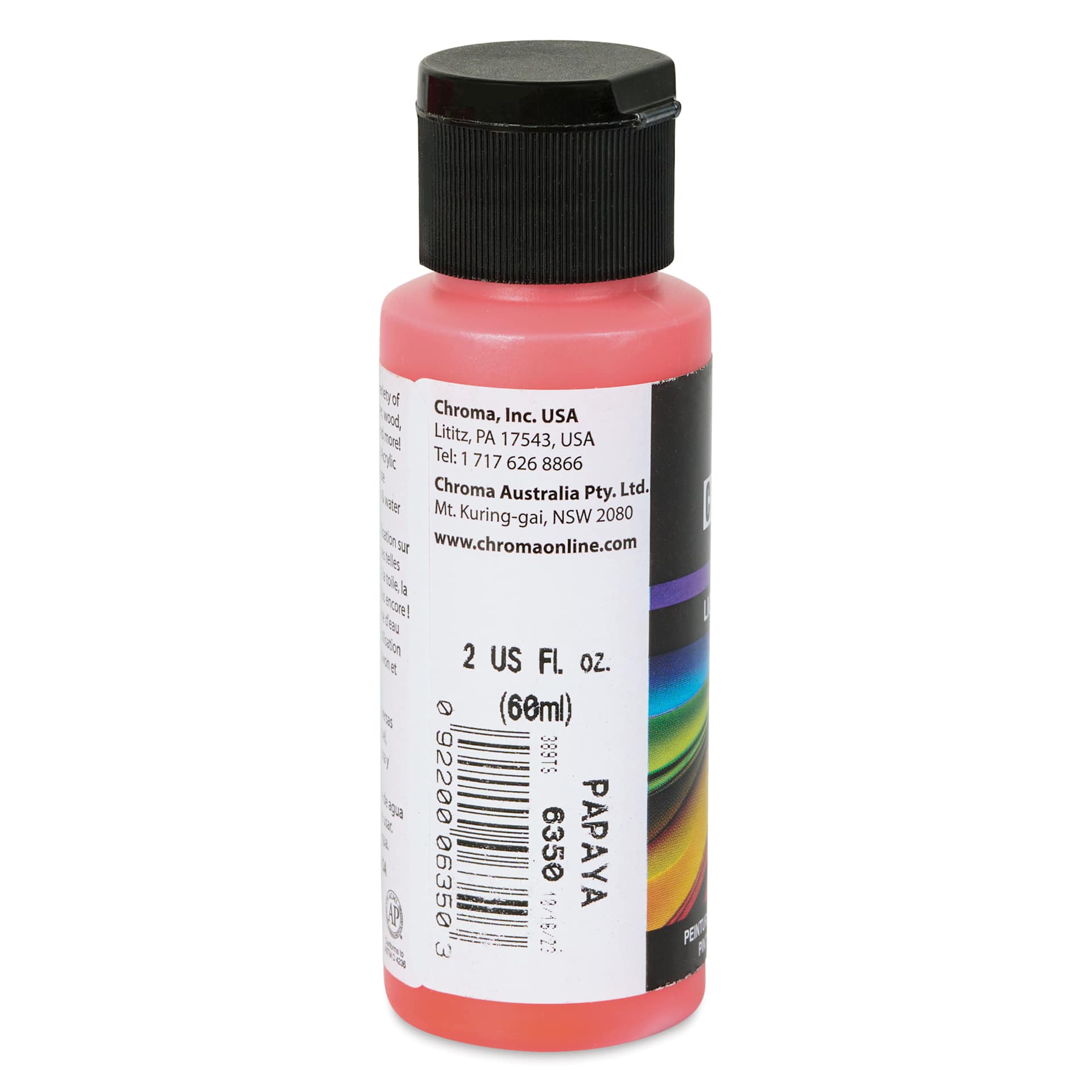 Chroma Craft Colors Acrylic Paint - Papaya, 2 oz, label shown