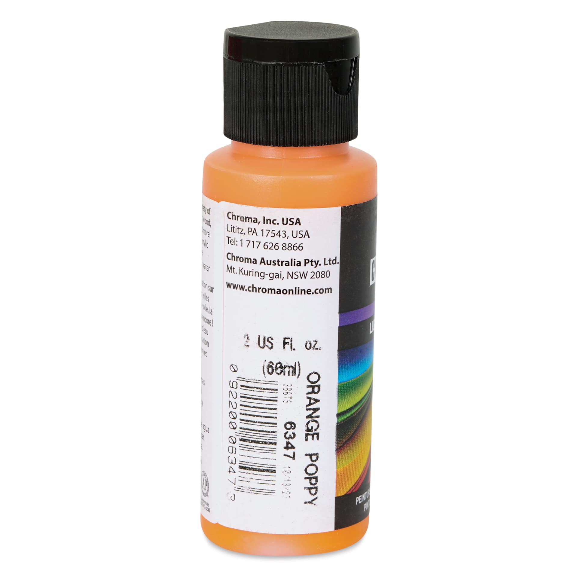 Chroma Craft Colors Acrylic Paint - Orange Poppy, 2 oz, label shown