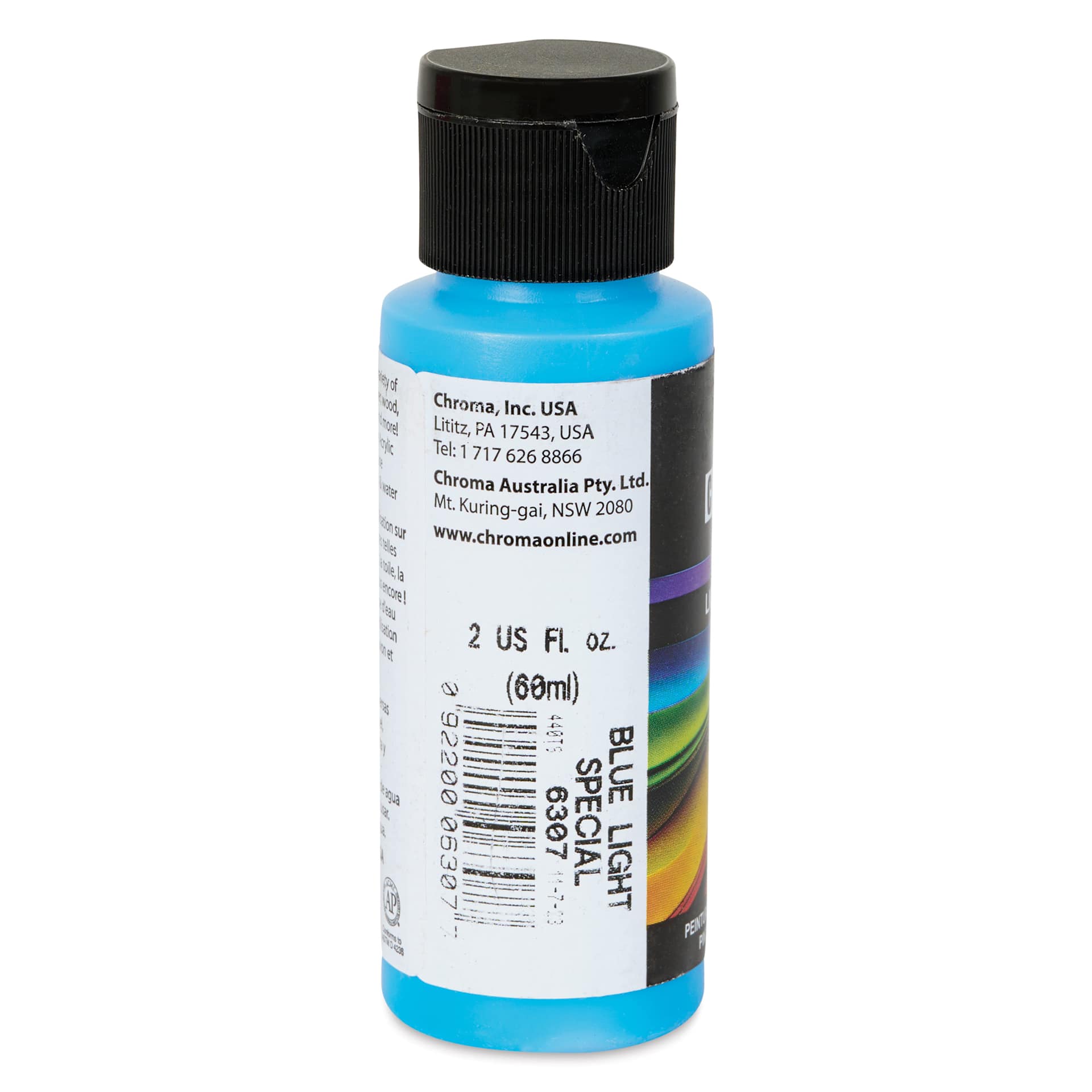 Chroma Craft Colors Acrylic Paint - Neon Blue Light Special, 2 oz, label shown