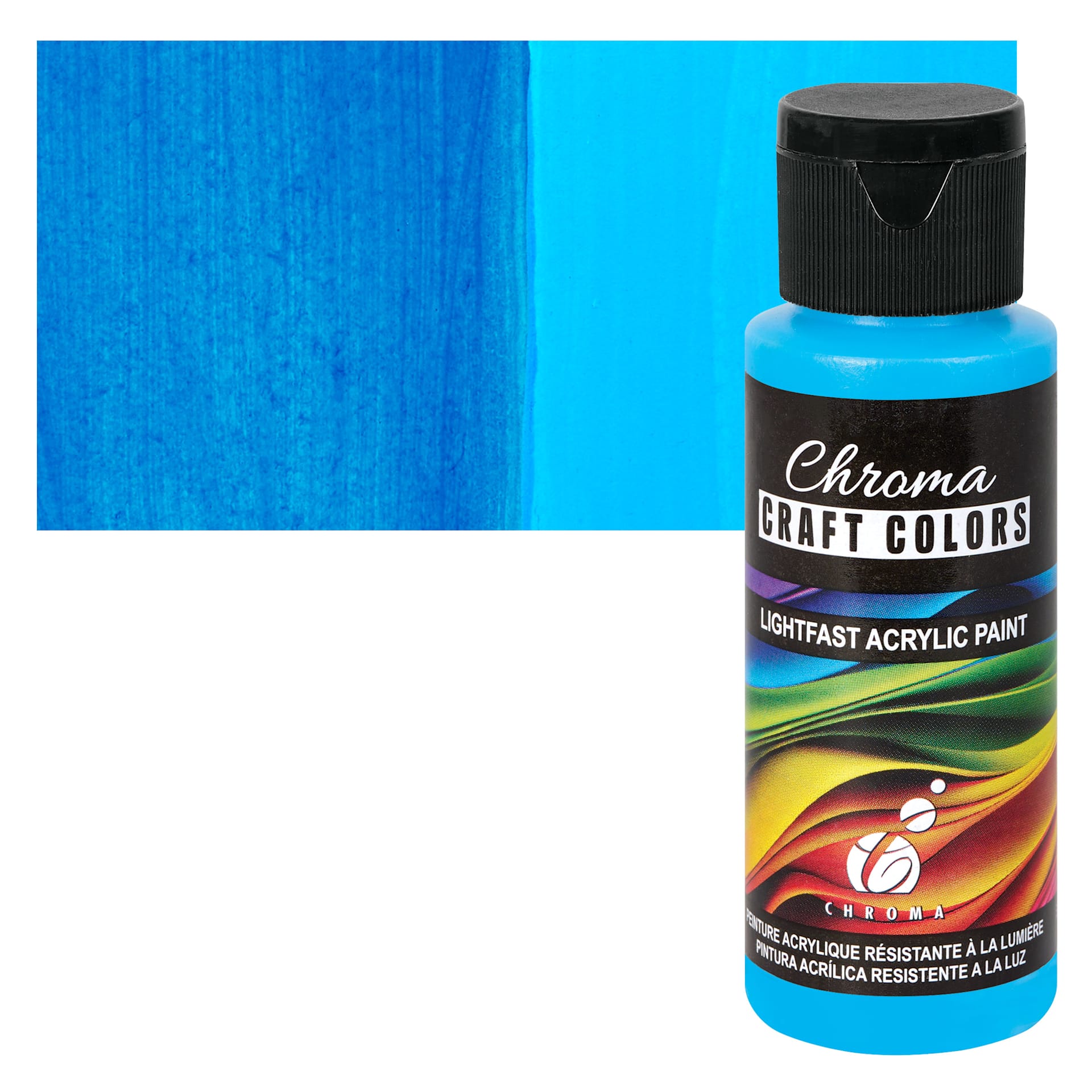 Chroma Craft Colors Acrylic Paint - Caribbean Waters, swatch and bottle