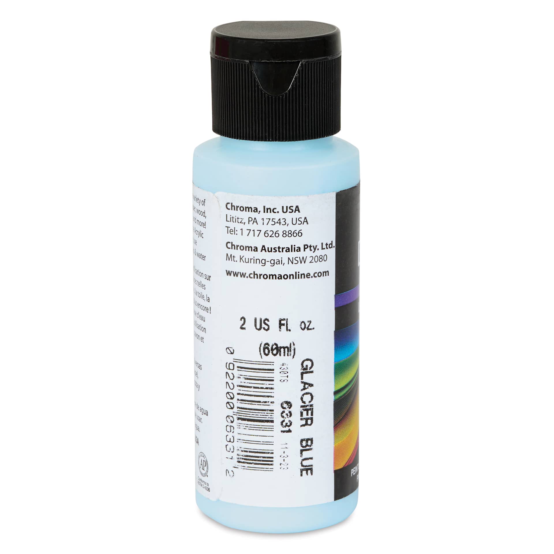 Chroma Craft Colors Acrylic Paint - Glacier Blue, 2 oz, label shown