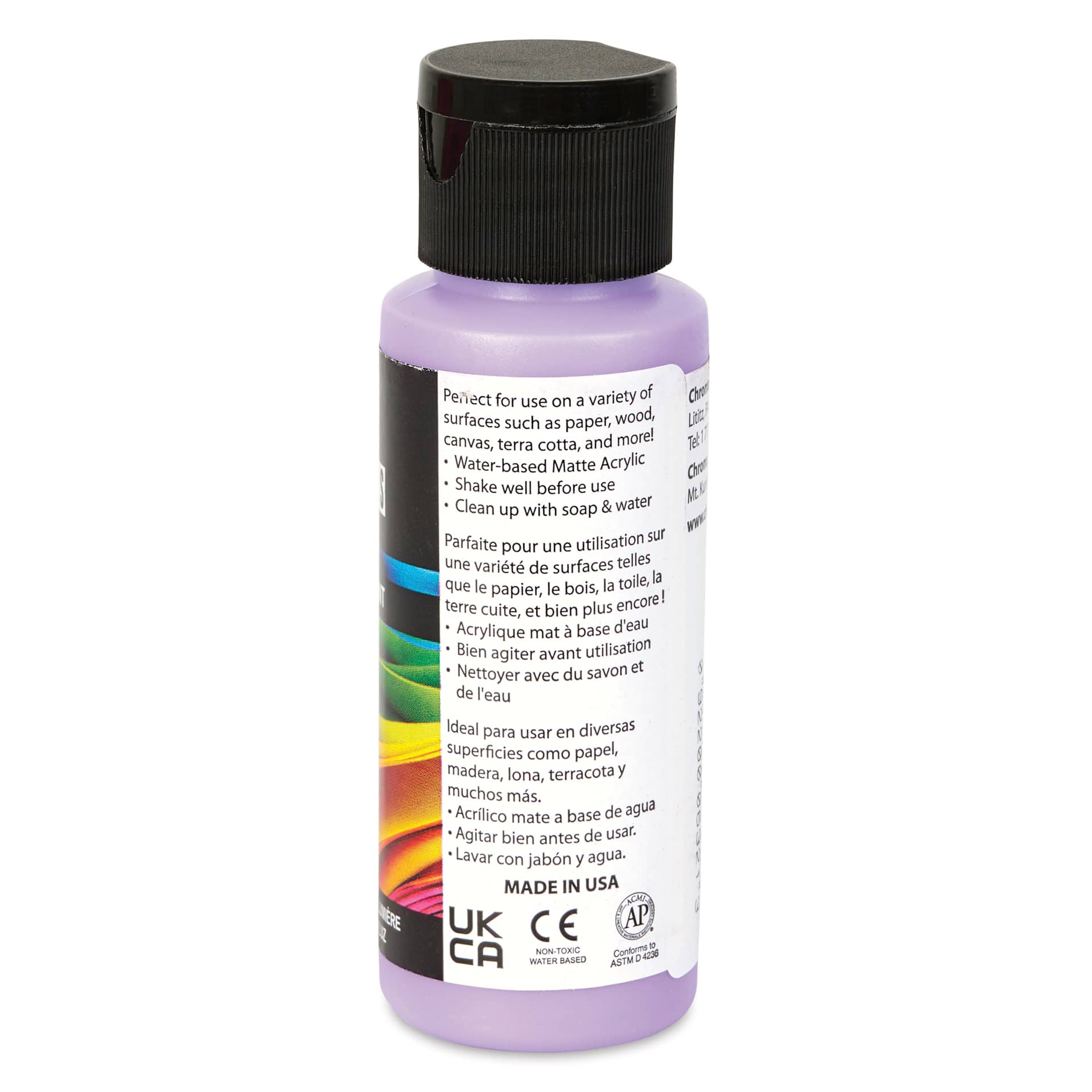 Chroma Craft Colors Acrylic Paint - Crocus, 2 oz, showing paint usage in label