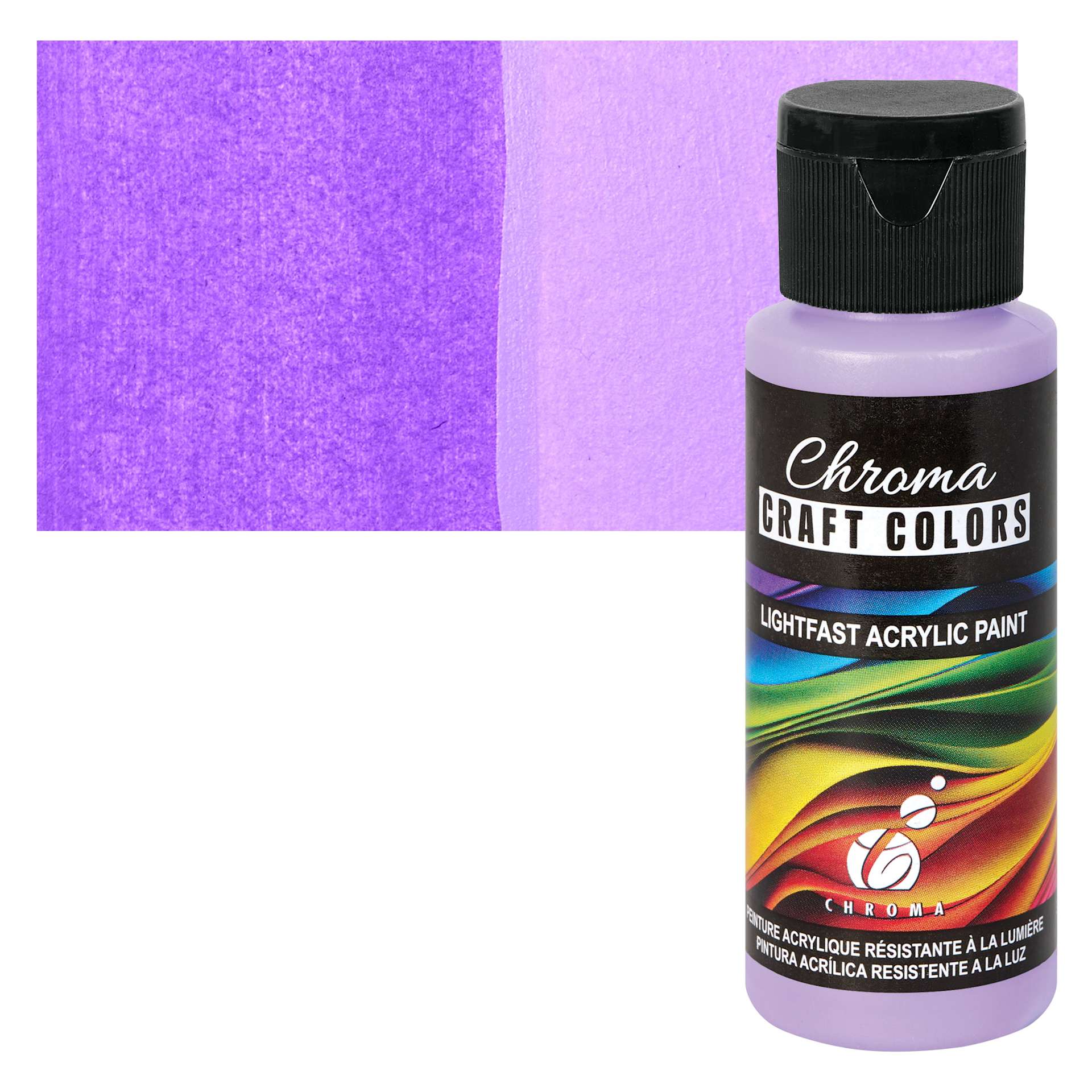 Chroma Craft Colors Acrylic Paint - Crocus, swatch and bottle