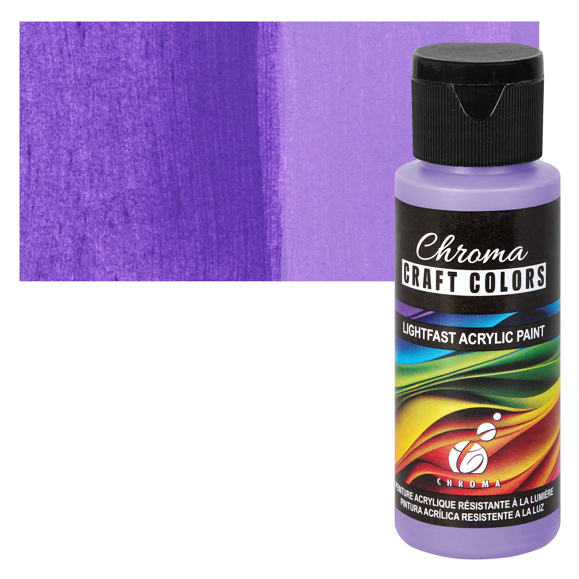 Chroma Craft Colors Acrylic Paint - Wild Peri, swatch and bottle