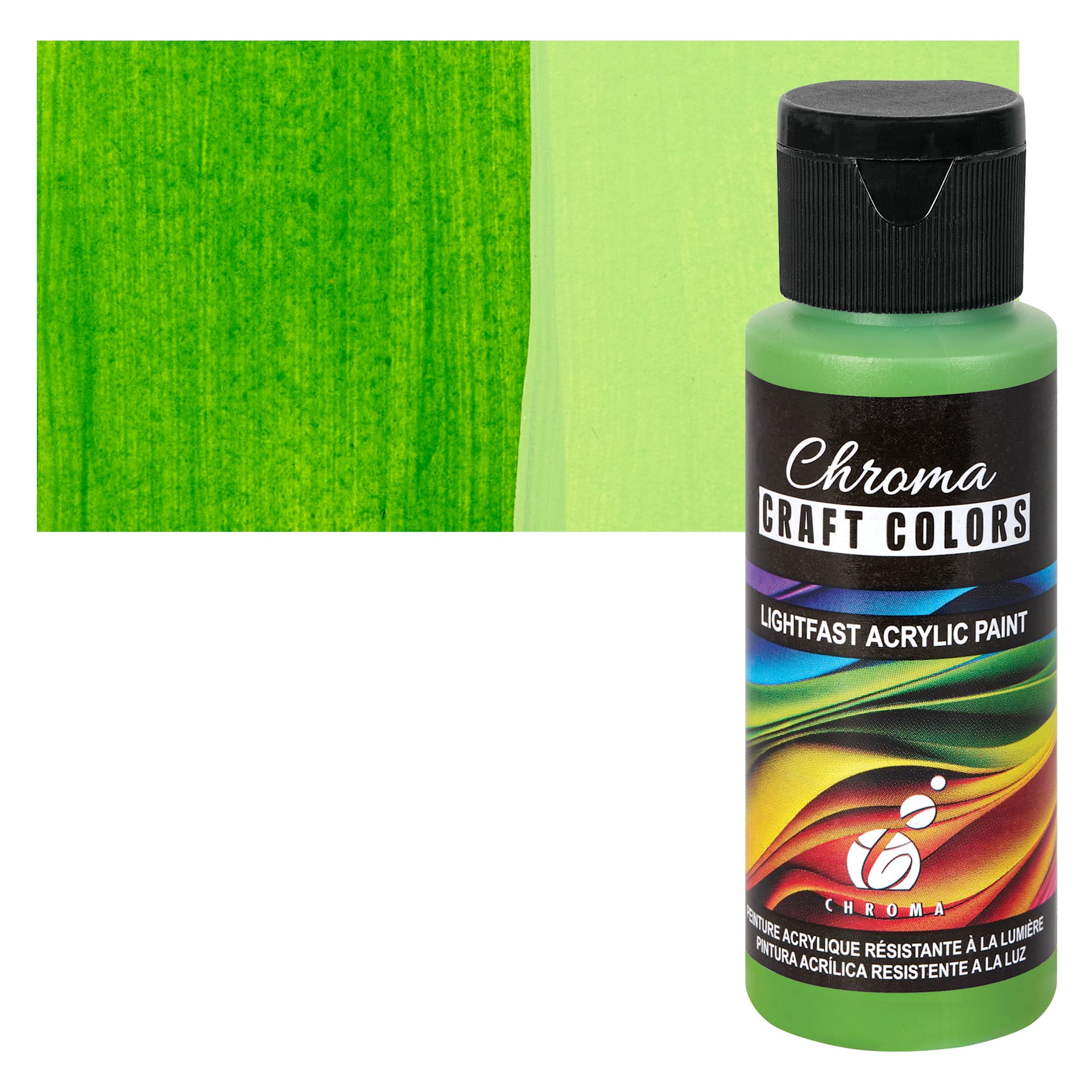 Chroma Craft Colors Acrylic Paint - Cactus, swatch and bottle