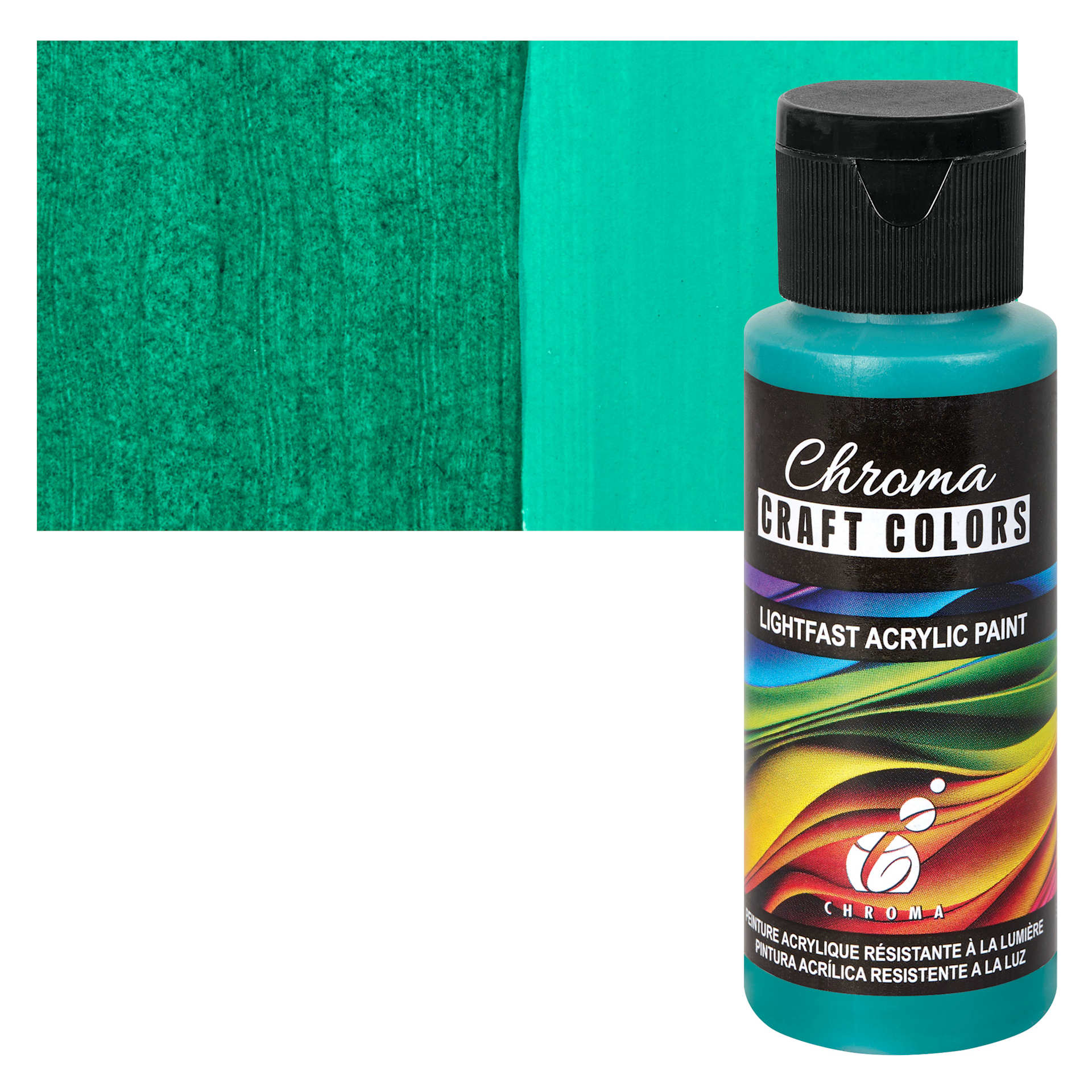 Chroma Craft Colors Acrylic Paint - Shadow Forest, swatch and bottle