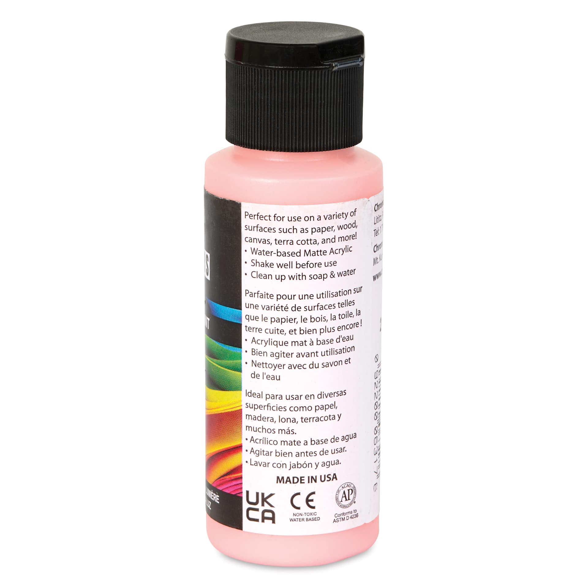 Chroma Craft Colors Acrylic Paint - Coral Sand, 2 oz, showing paint usage in label