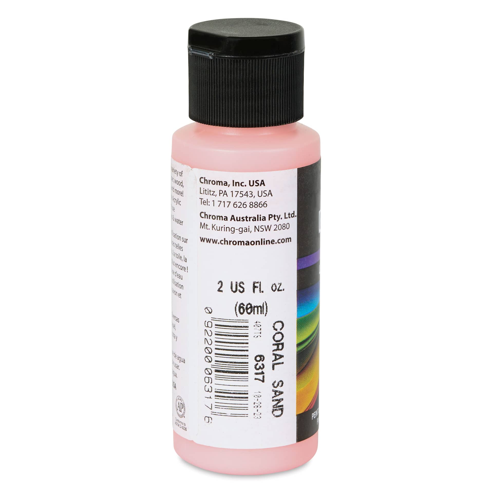 Chroma Craft Colors Acrylic Paint - Coral Sand, 2 oz, label shown