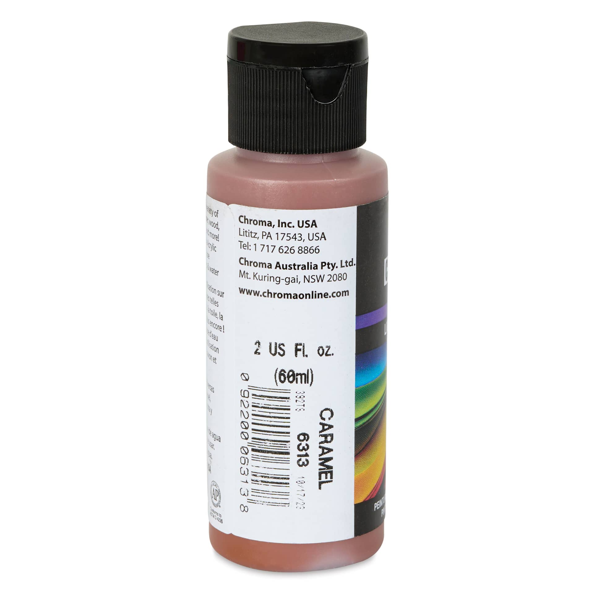 Chroma Craft Colors Acrylic Paint - Caramel, 2 oz, label shown