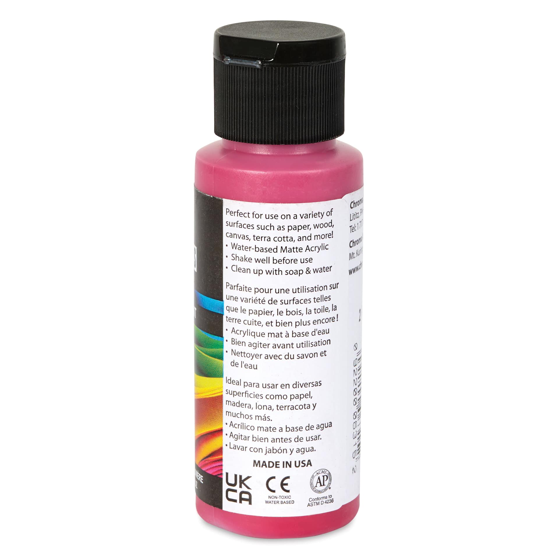 Chroma Craft Colors Acrylic Paint - Cherrywood, 2 oz, showing paint usage in label