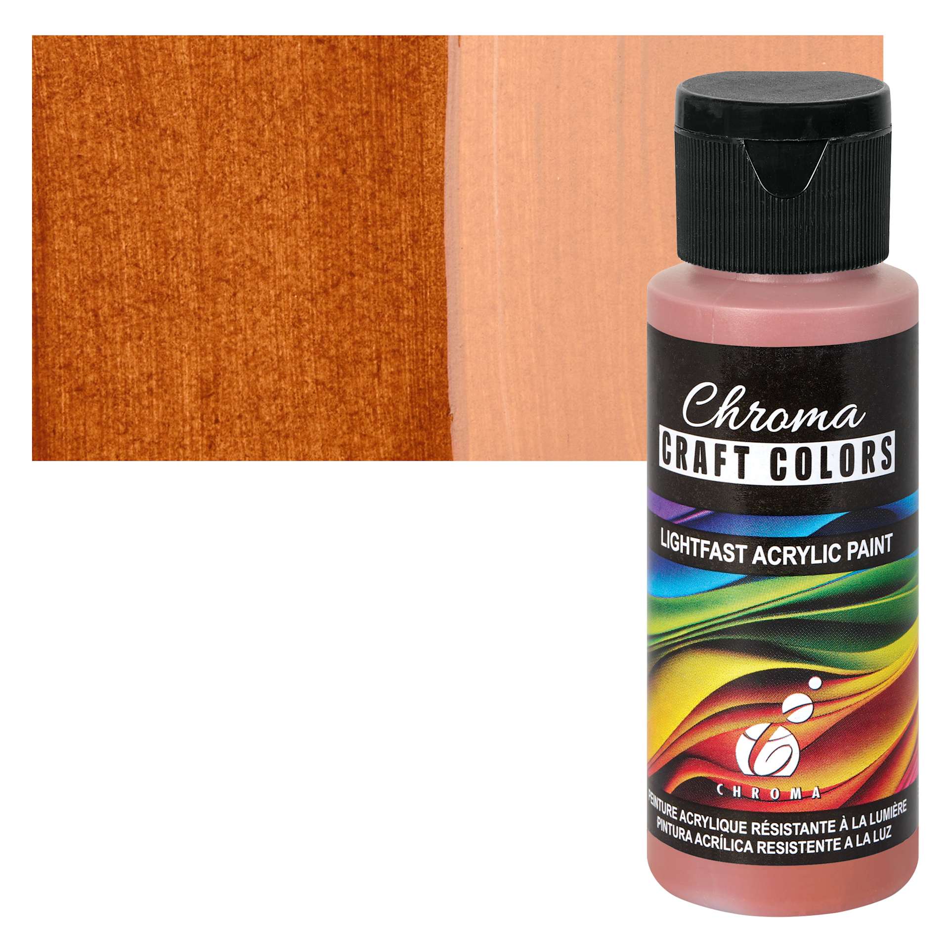 Chroma Craft Colors Acrylic Paint - Gingerbread, swatch and bottle
