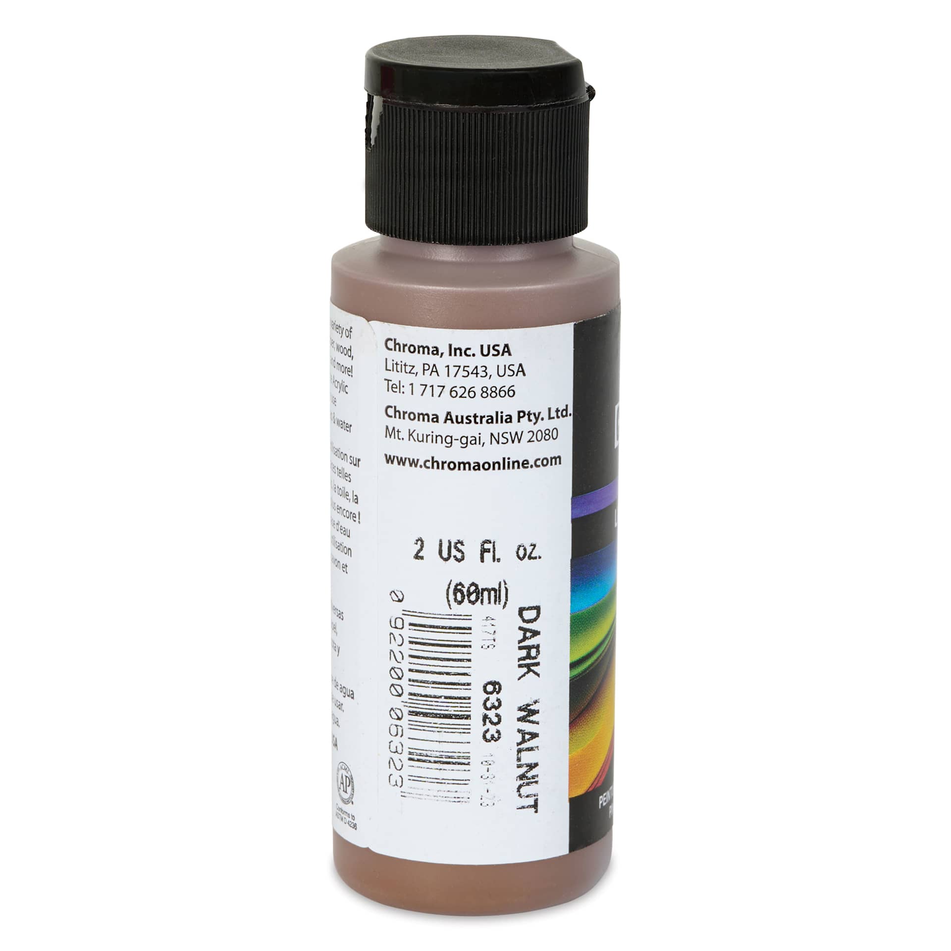 Chroma Craft Colors Acrylic Paint - Dark Walnut, 2 oz, label shown