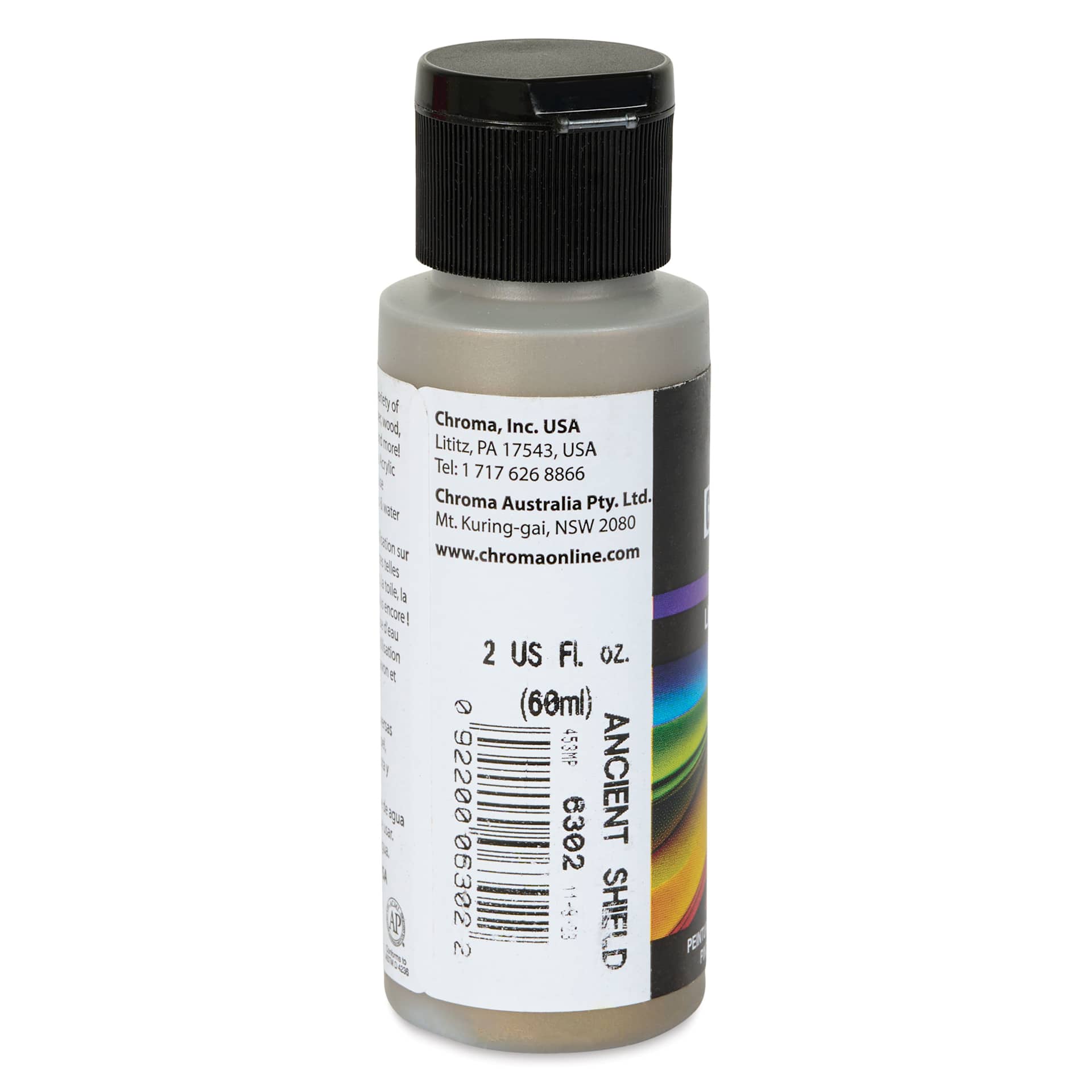 Chroma Craft Colors Acrylic Paint - Metallic Ancient Shield, 2 oz, label shown