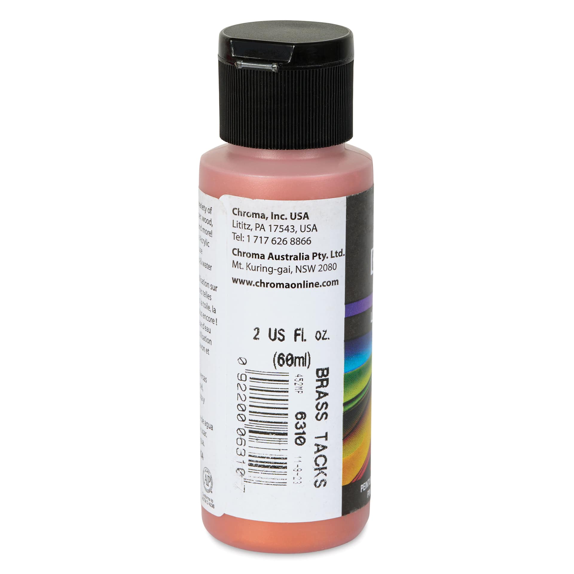 Chroma Craft Colors Acrylic Paint - Metallic Brass Tacks, 2 oz, label shown
