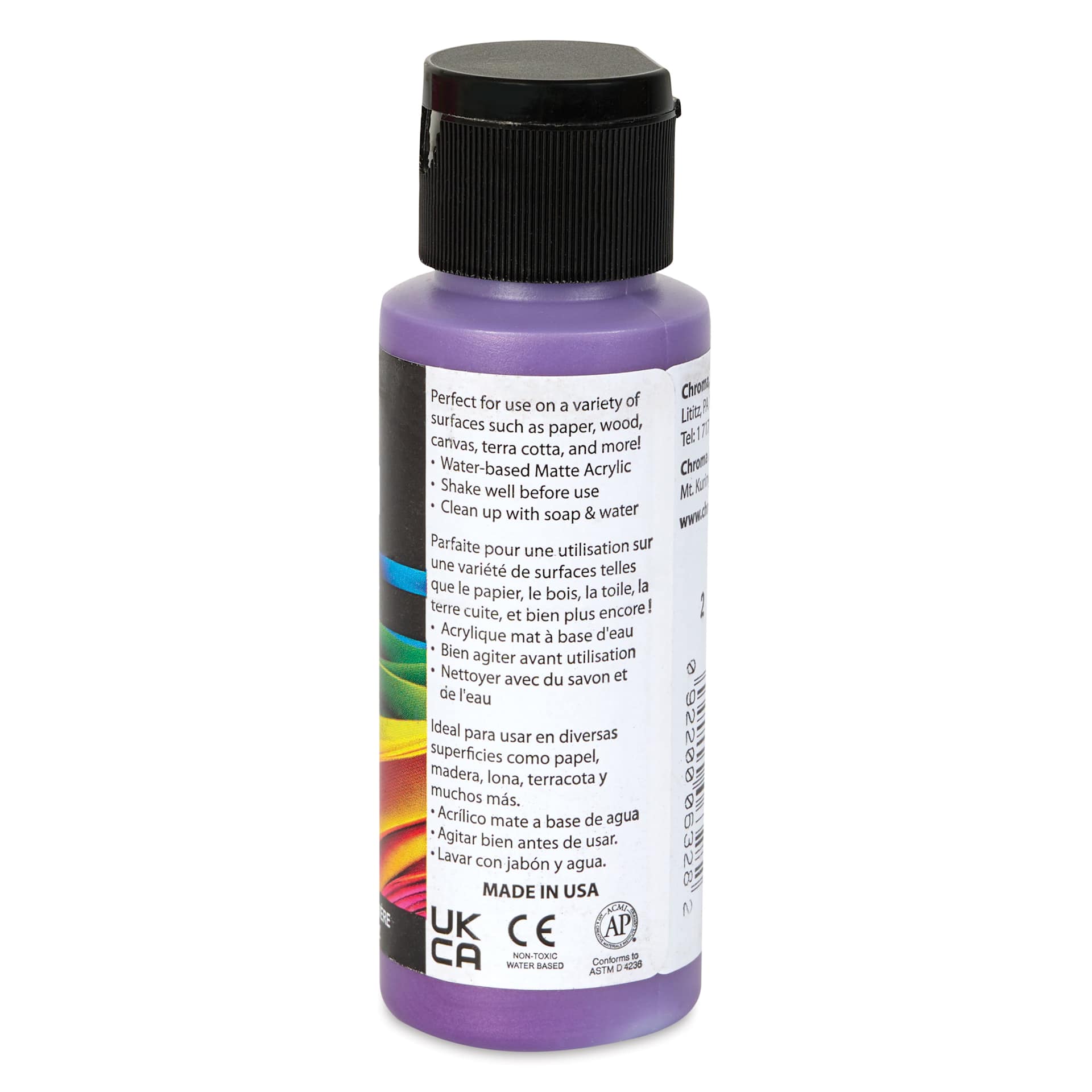 Chroma Craft Colors Acrylic Paint - Metallic Frosted Fairy, 2 oz, showing paint usage in label