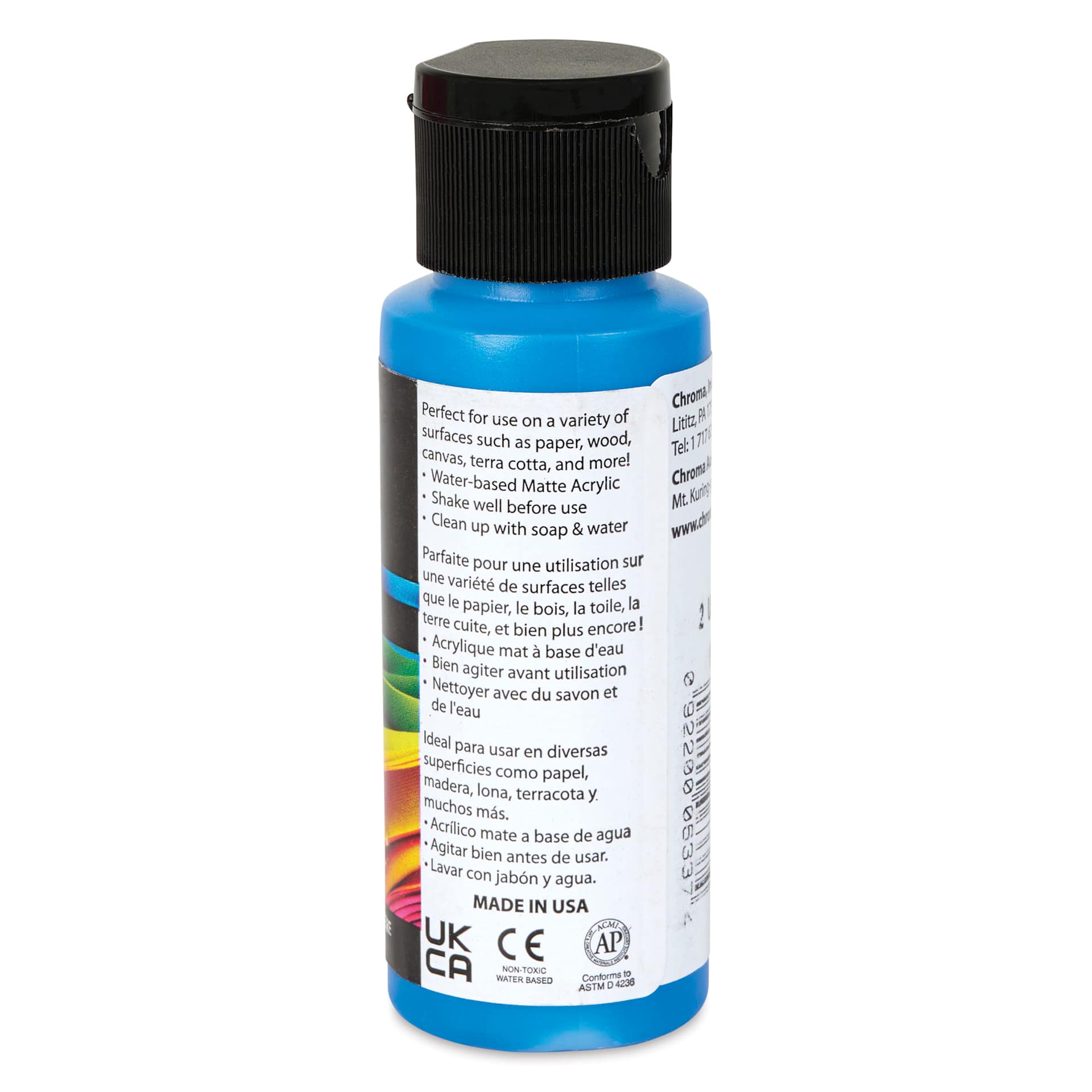 Chroma Craft Colors Acrylic Paint - Metallic Interstellar, 2 oz, showing paint usage in label
