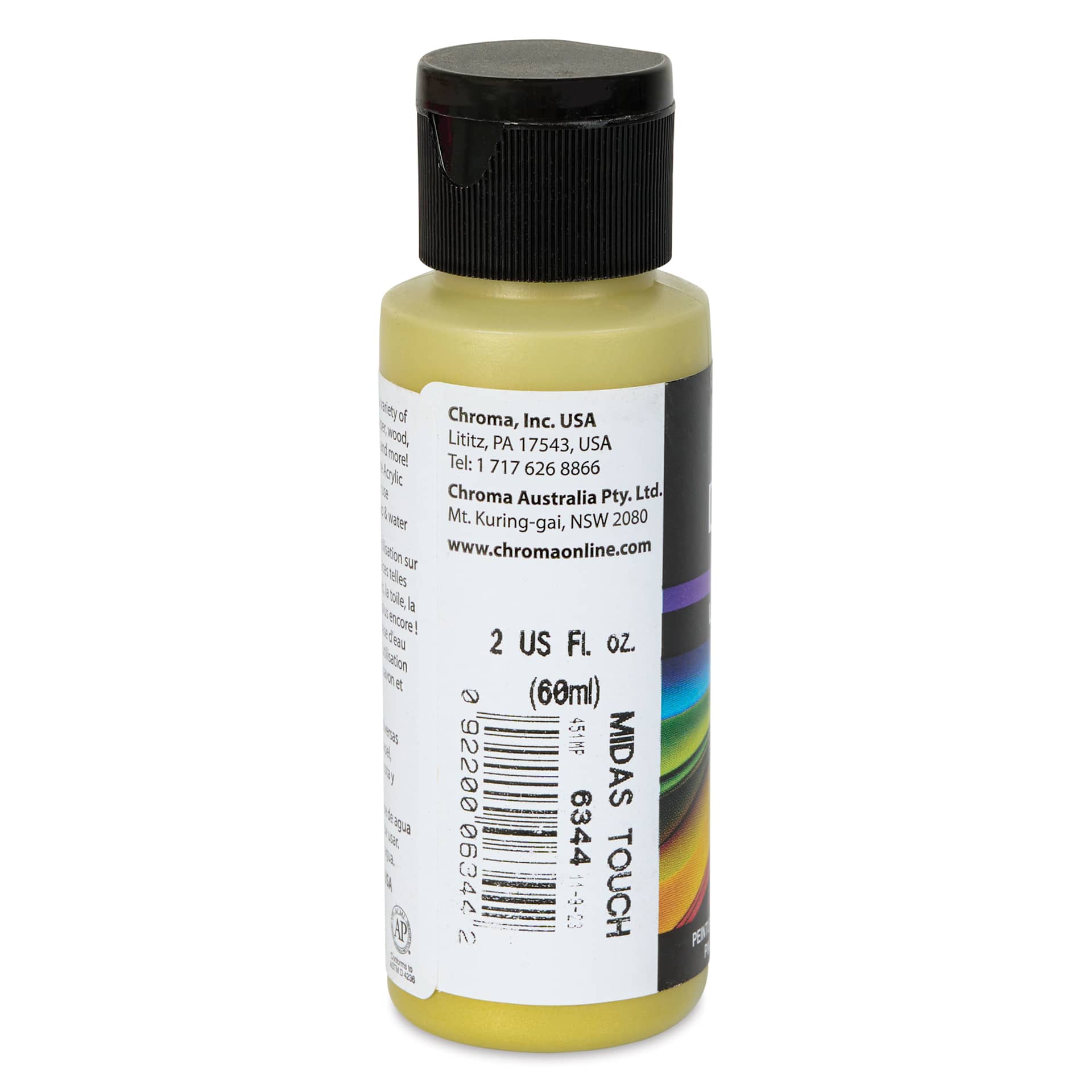 Chroma Craft Colors Acrylic Paint - Metallic Midas Touch, 2 oz, label shown