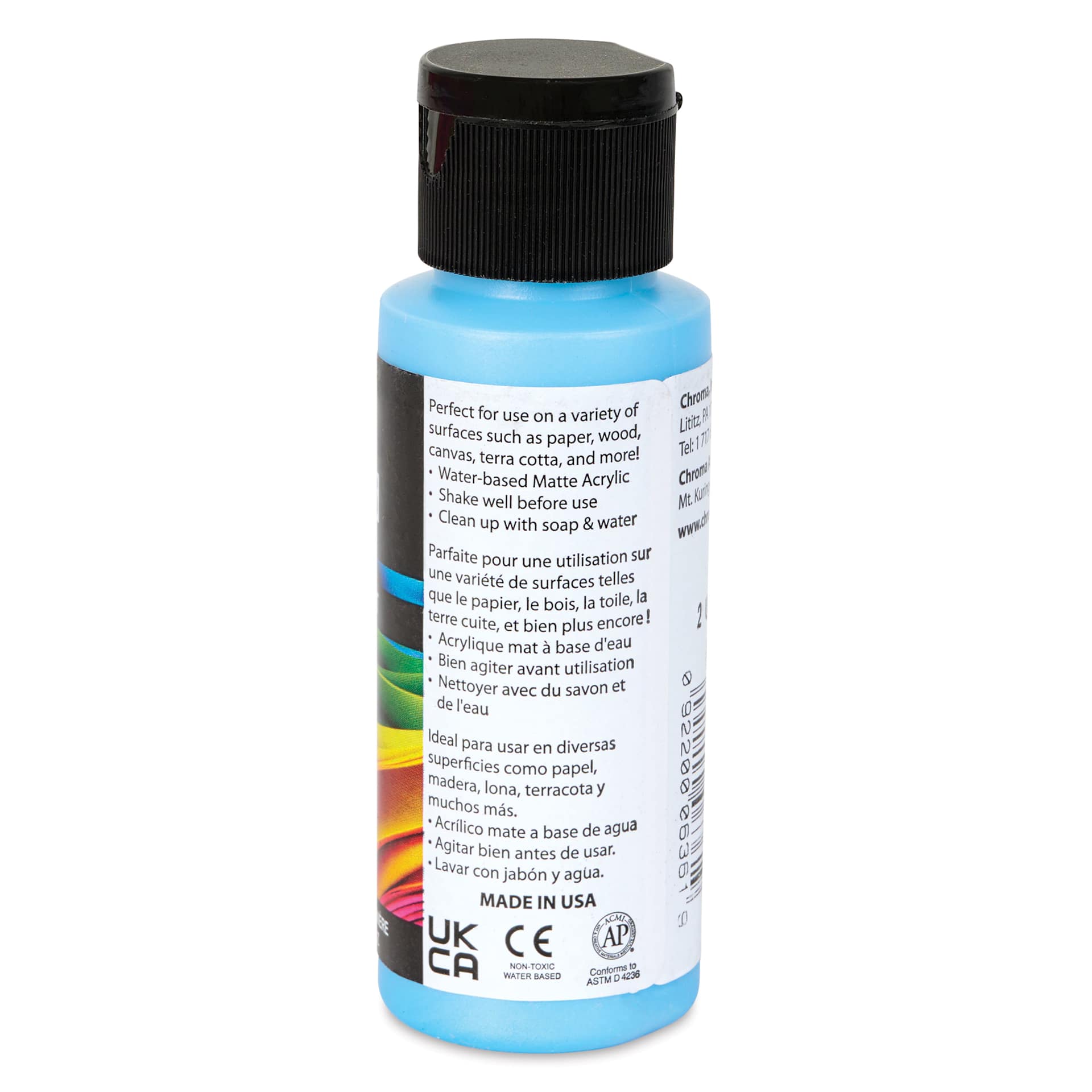 Chroma Craft Colors Acrylic Paint - Metallic Shimmering Pearl, 2 oz, showing paint usage in label