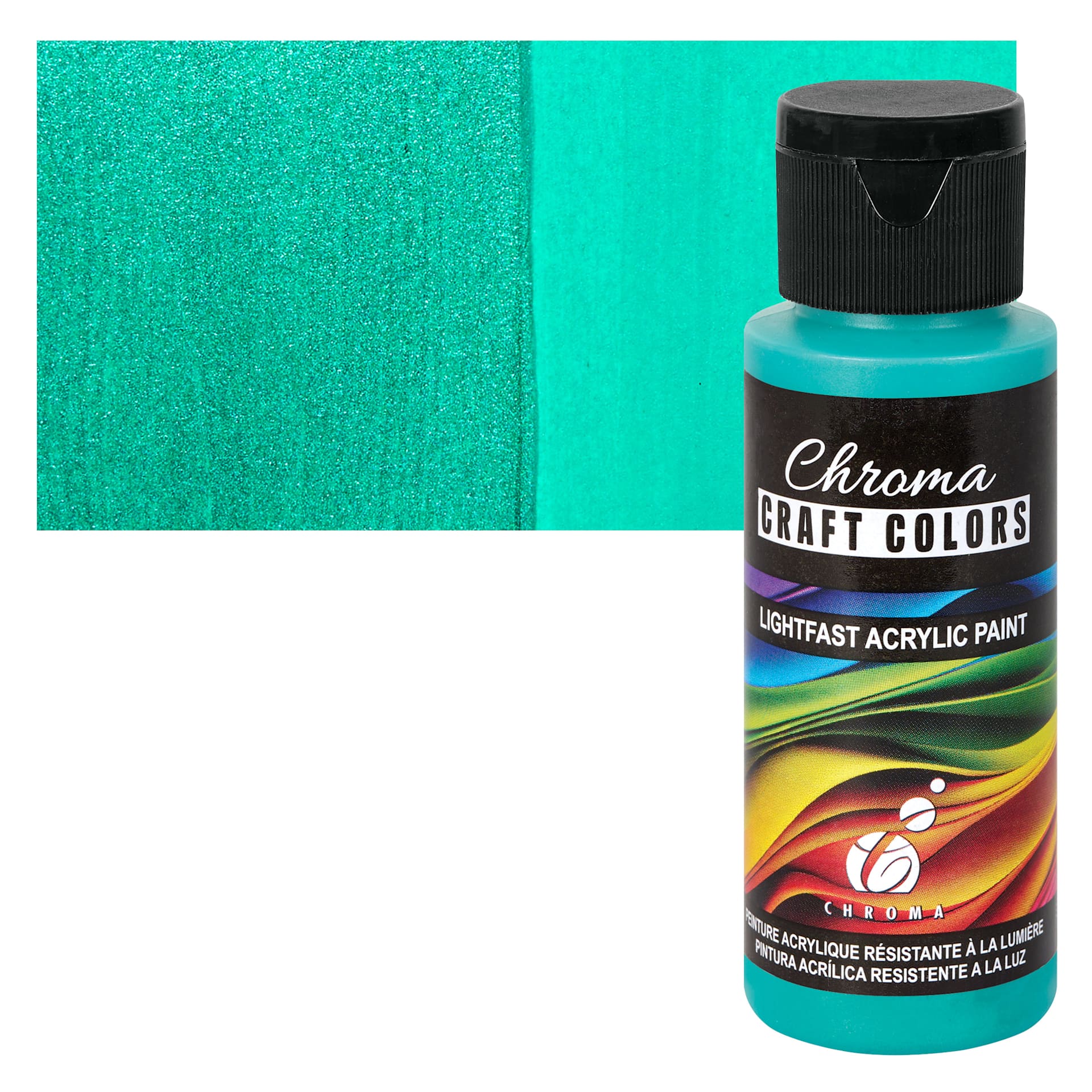 Chroma Craft Colors Acrylic Paint - Metallic Tahitian Pearl, swatch and bottle