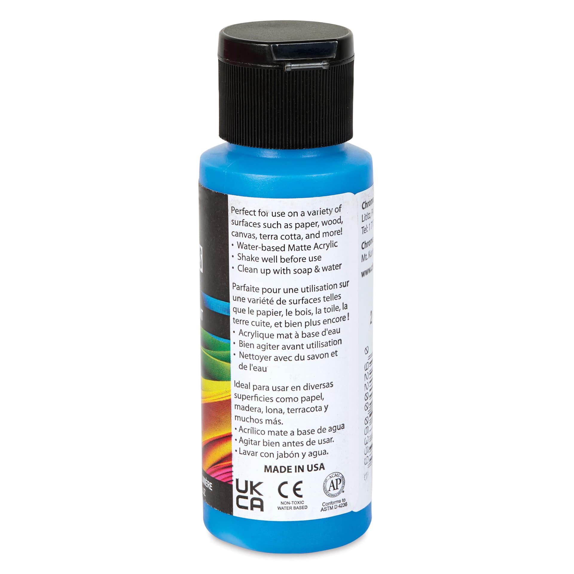 Chroma Craft Colors Acrylic Paint - Metallic Under the Sea, 2 oz, showing paint usage in label