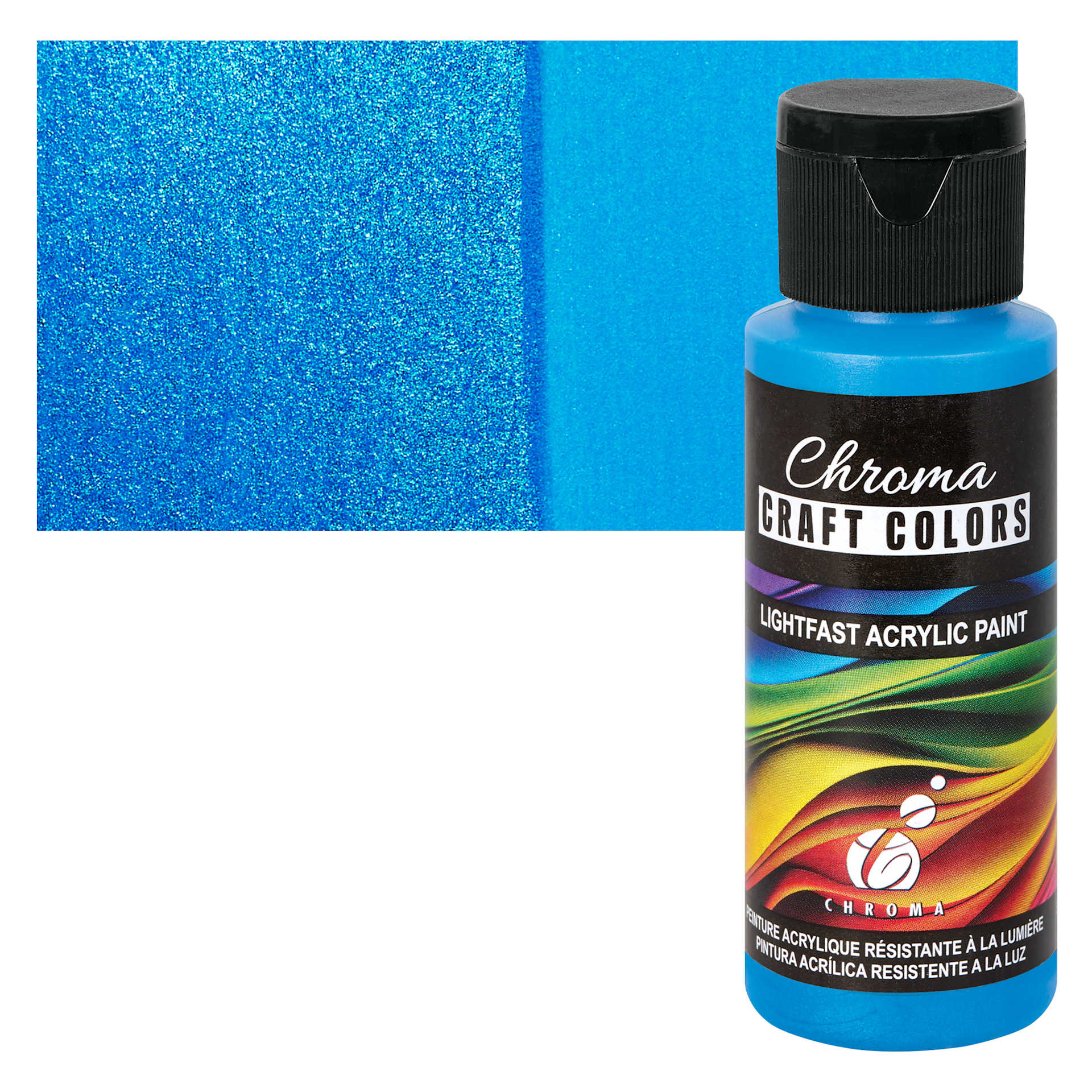 Chroma Craft Colors Acrylic Paint - Metallic Under the Sea, swatch and bottle