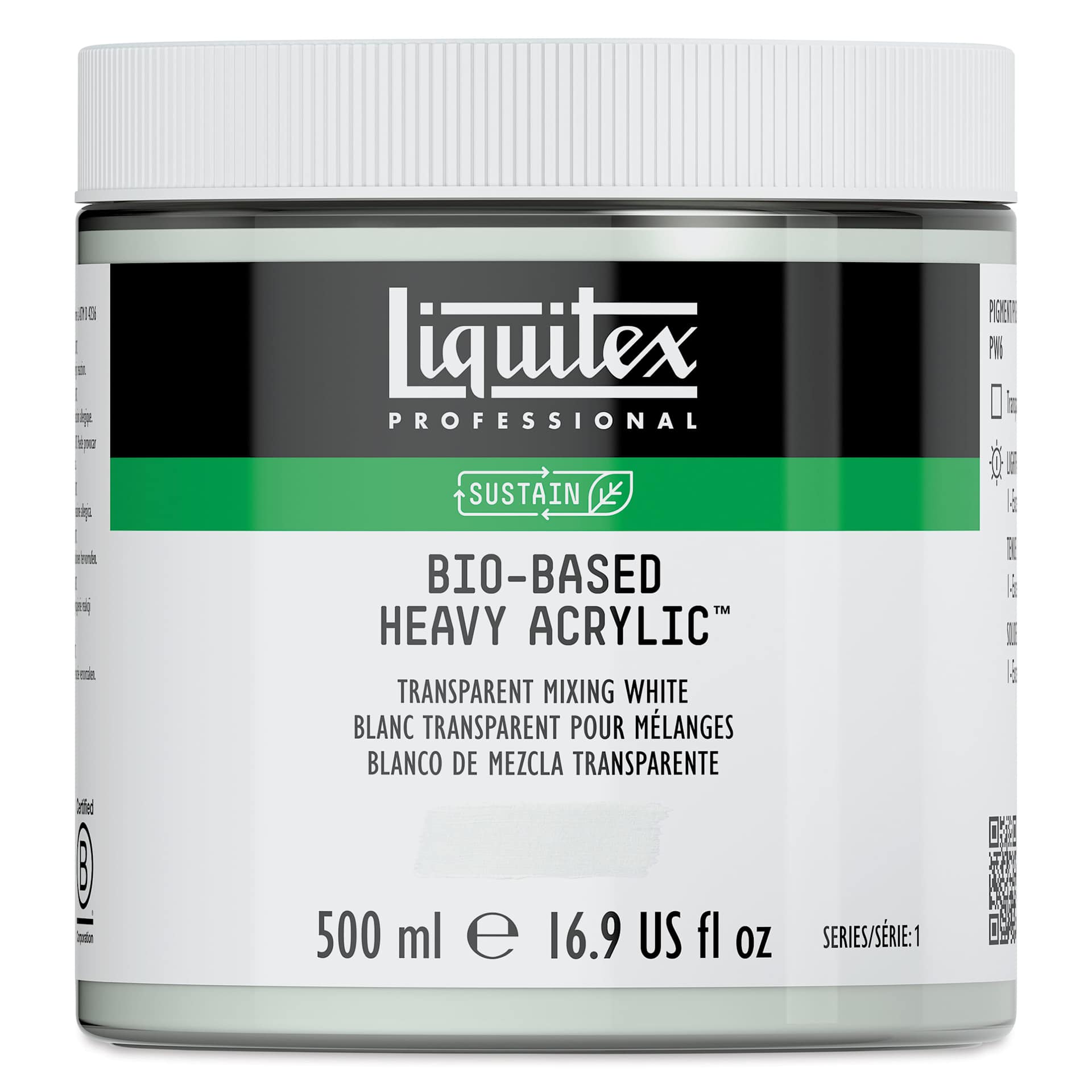Liquitex Bio-Based Heavy Acrylic Paint - Transparent Mixing White, 500 ml