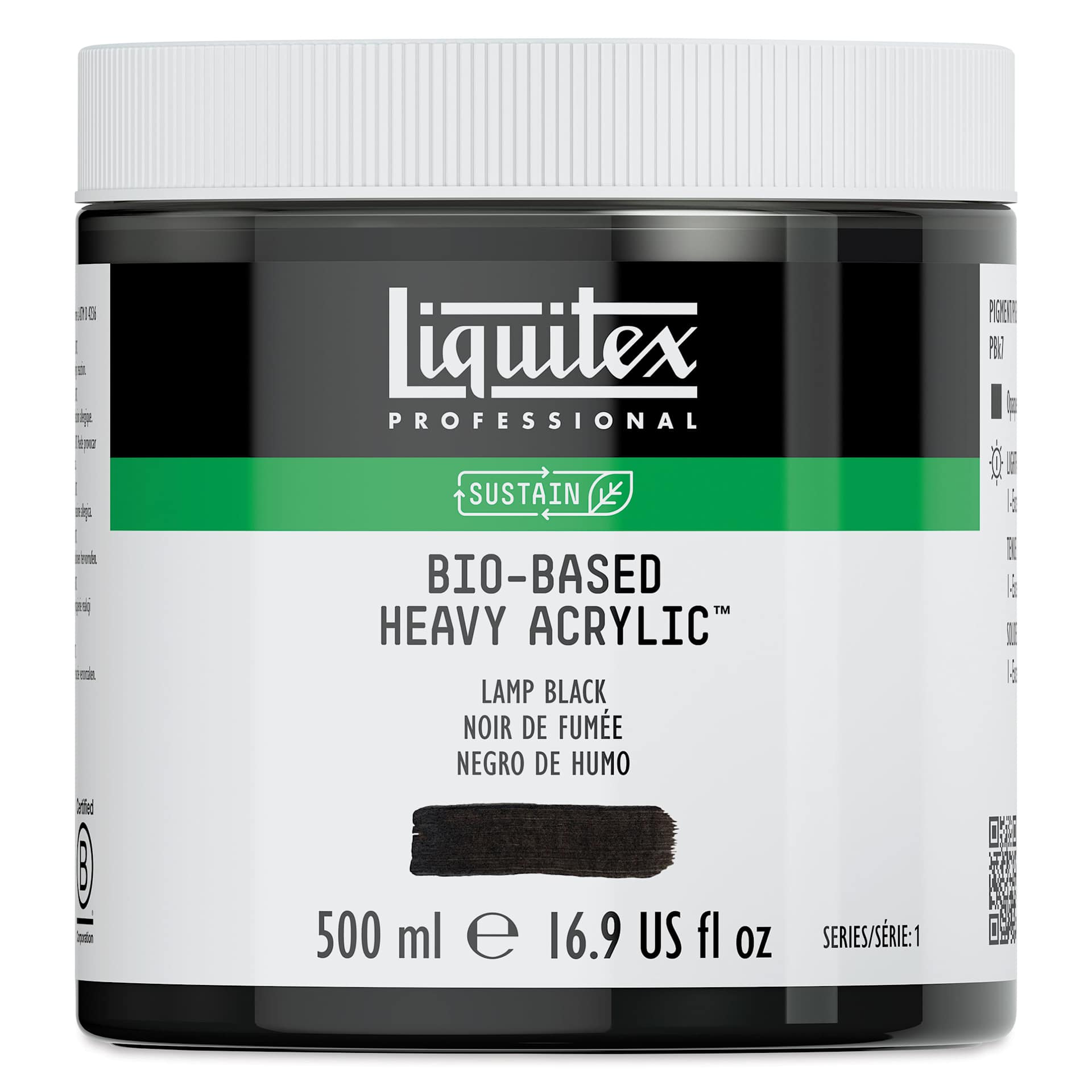 Liquitex Bio-Based Heavy Acrylic Paint - Lamp Black, 500 ml