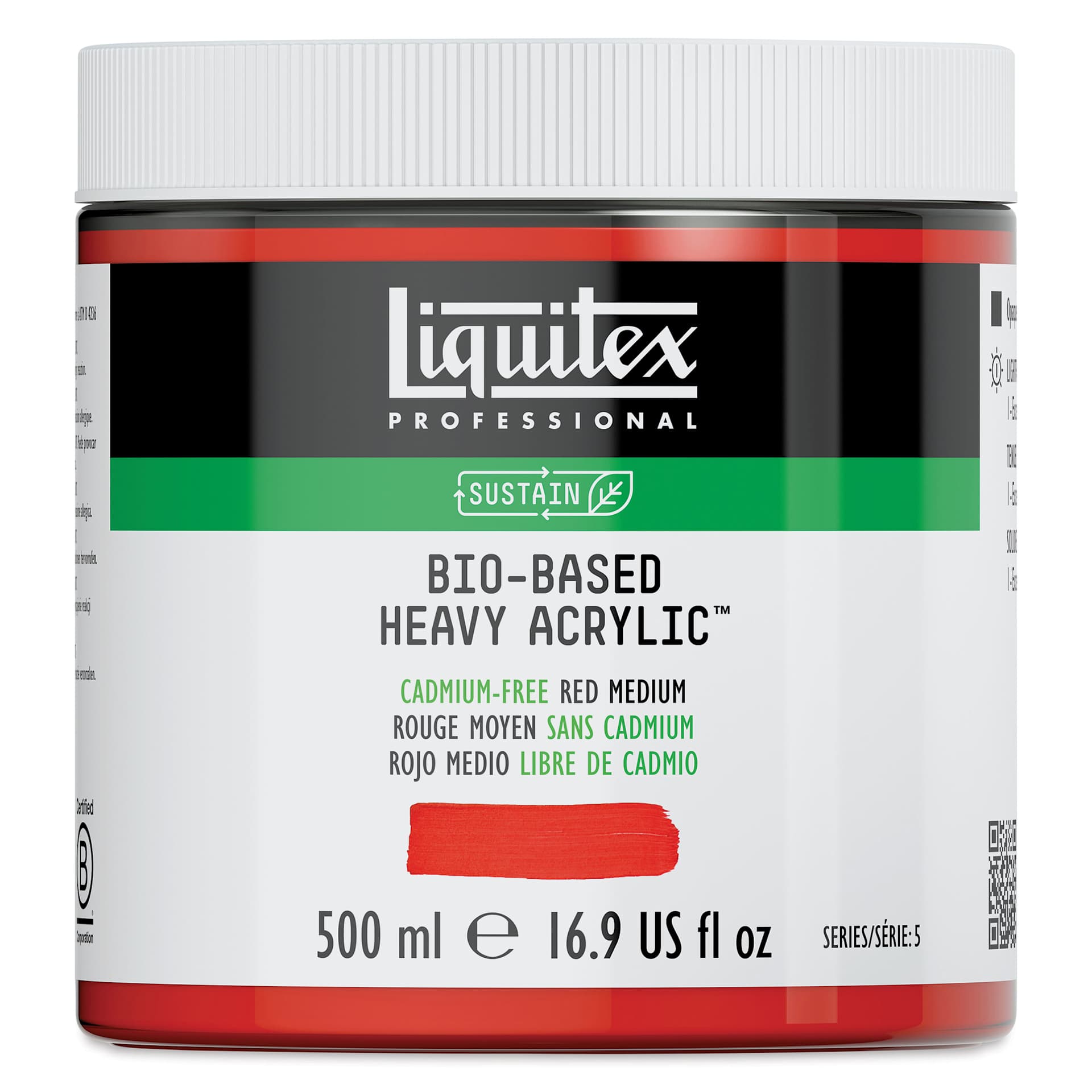 Liquitex Bio-Based Heavy Acrylic Paint - Cadmium-Free Red Medium, 500 ml