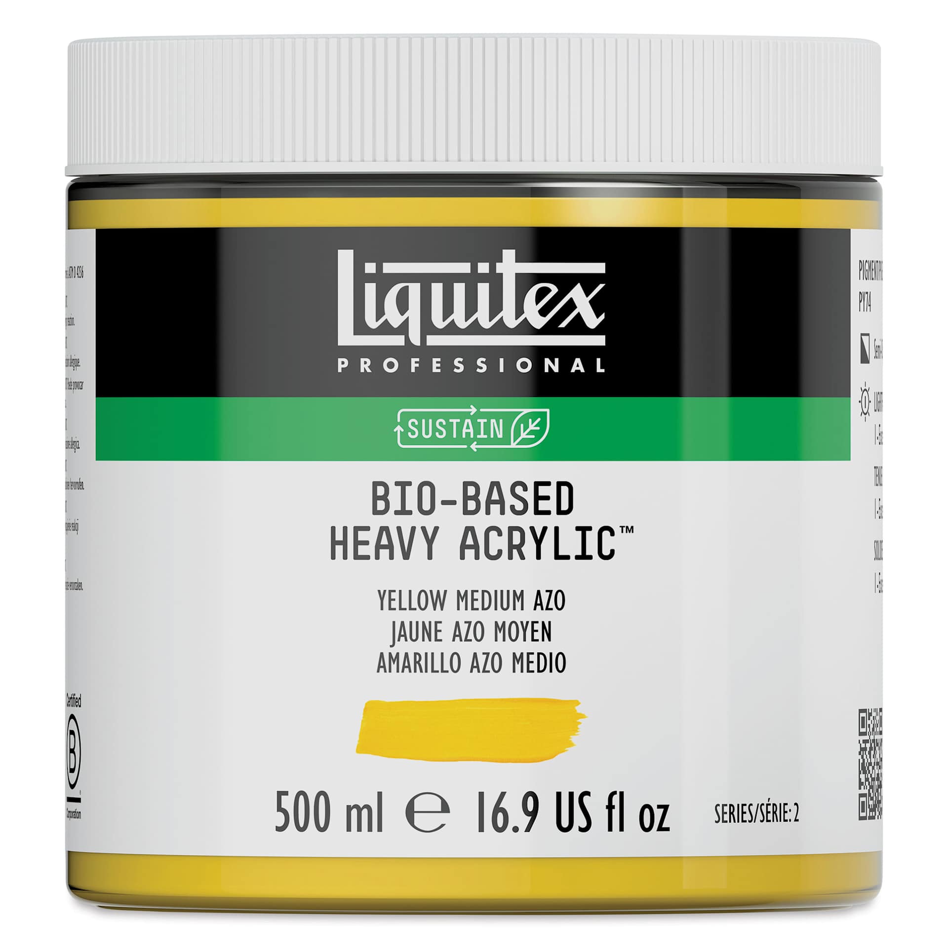 Liquitex Bio-Based Heavy Acrylic Paint - Yellow Medium Azo, 500 ml