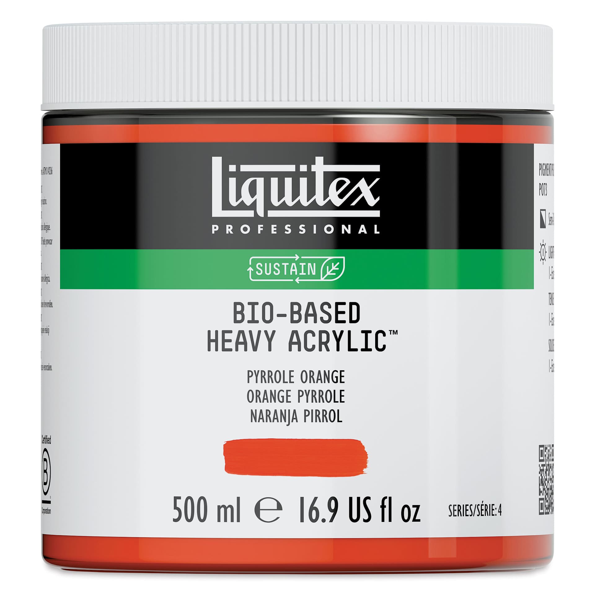 Liquitex Bio-Based Heavy Acrylic Paint - Pyrrole Orange, 500 ml