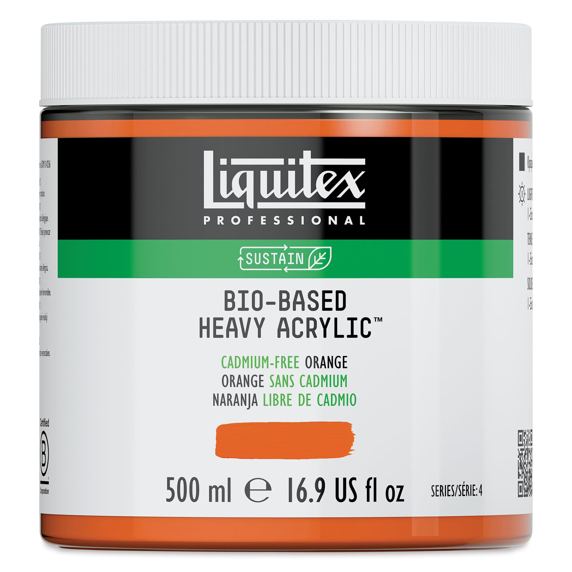 Liquitex Bio-Based Heavy Body Acrylic Paint - Cadmium-Free Orange, 500 ml