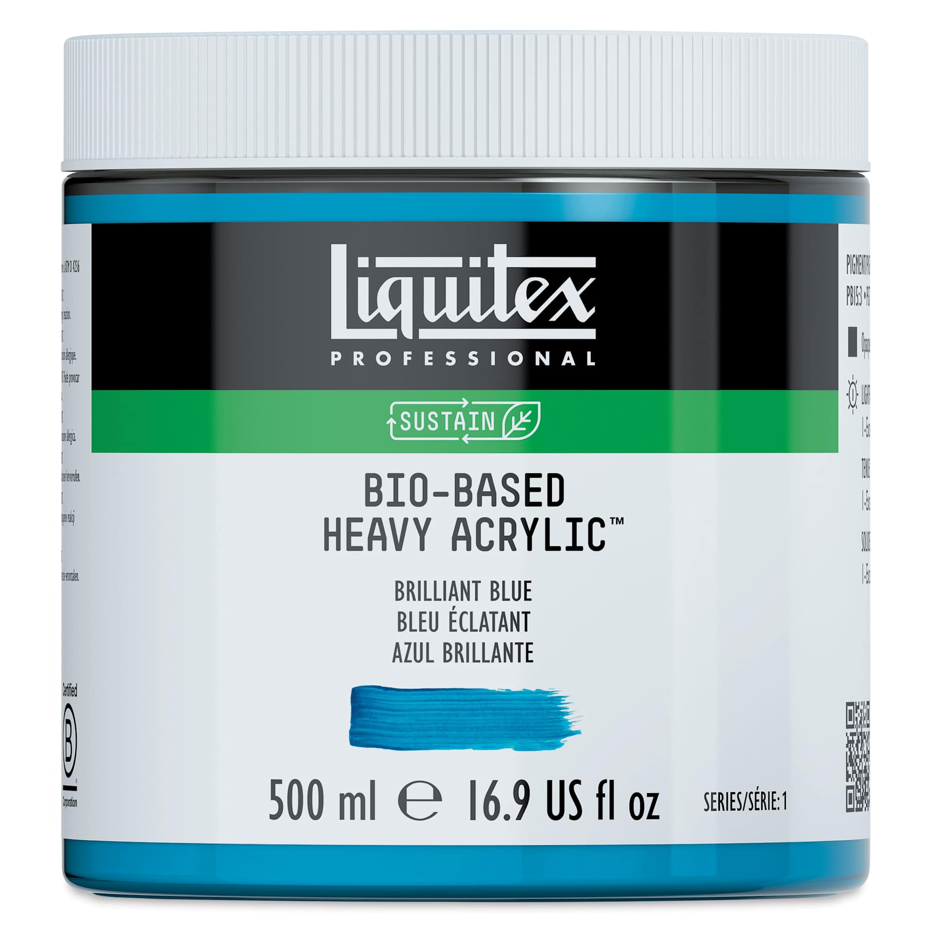 Liquitex Bio-Based Heavy Acrylic Paint - Brilliant Blue, 500 ml
