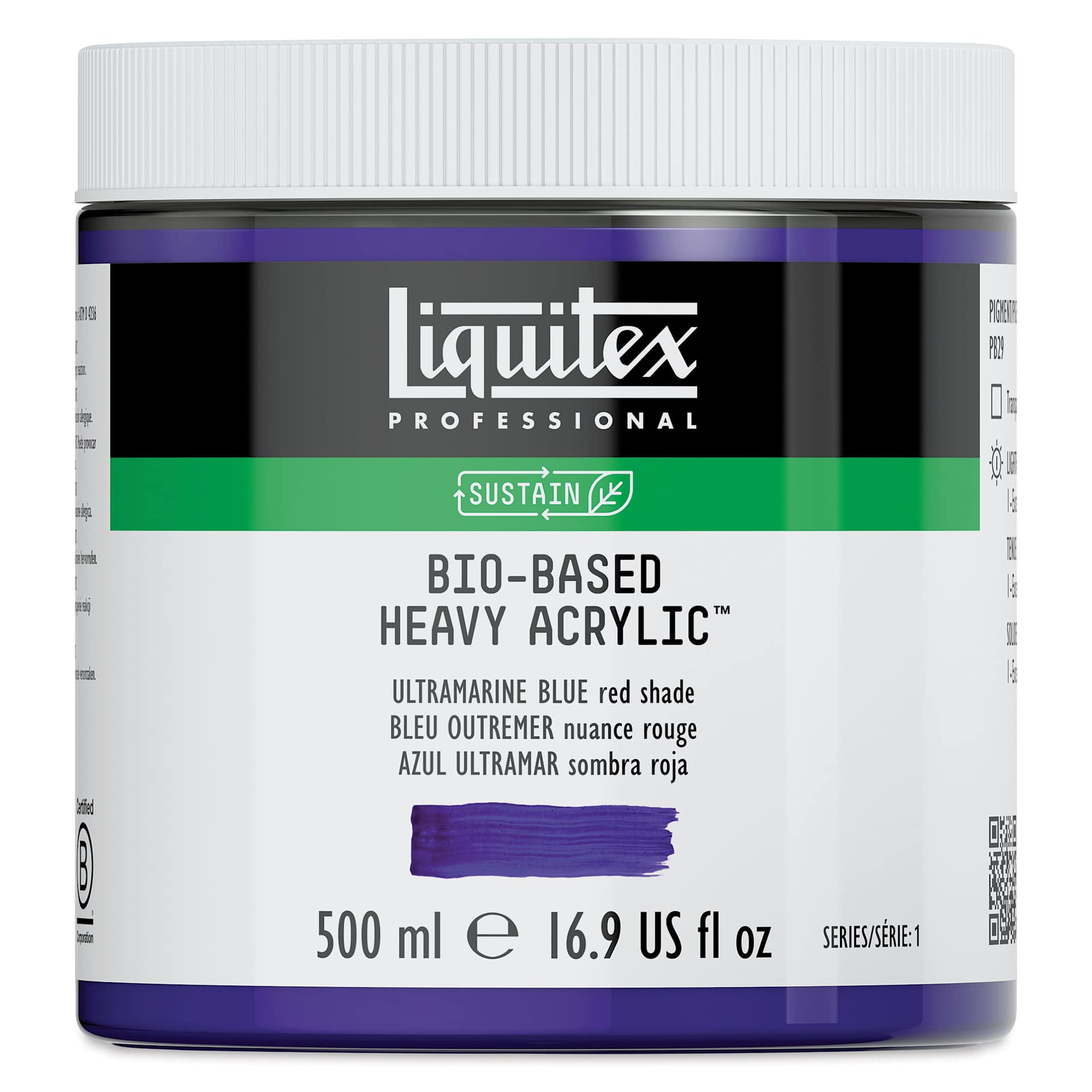 Liquitex Bio-Based Heavy Acrylic Paint - Ultramarine Blue (Red Shade), 500 ml