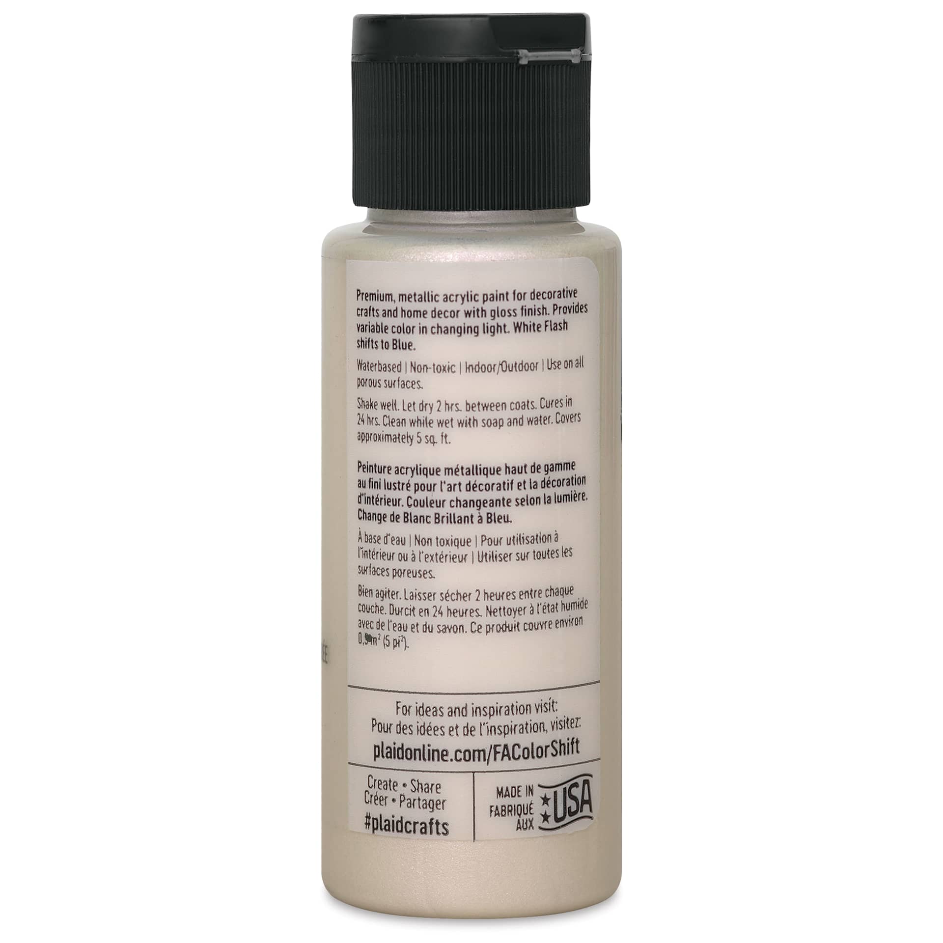 FolkArt Color Shift Paint - White Flash, 2 oz, back of bottle
