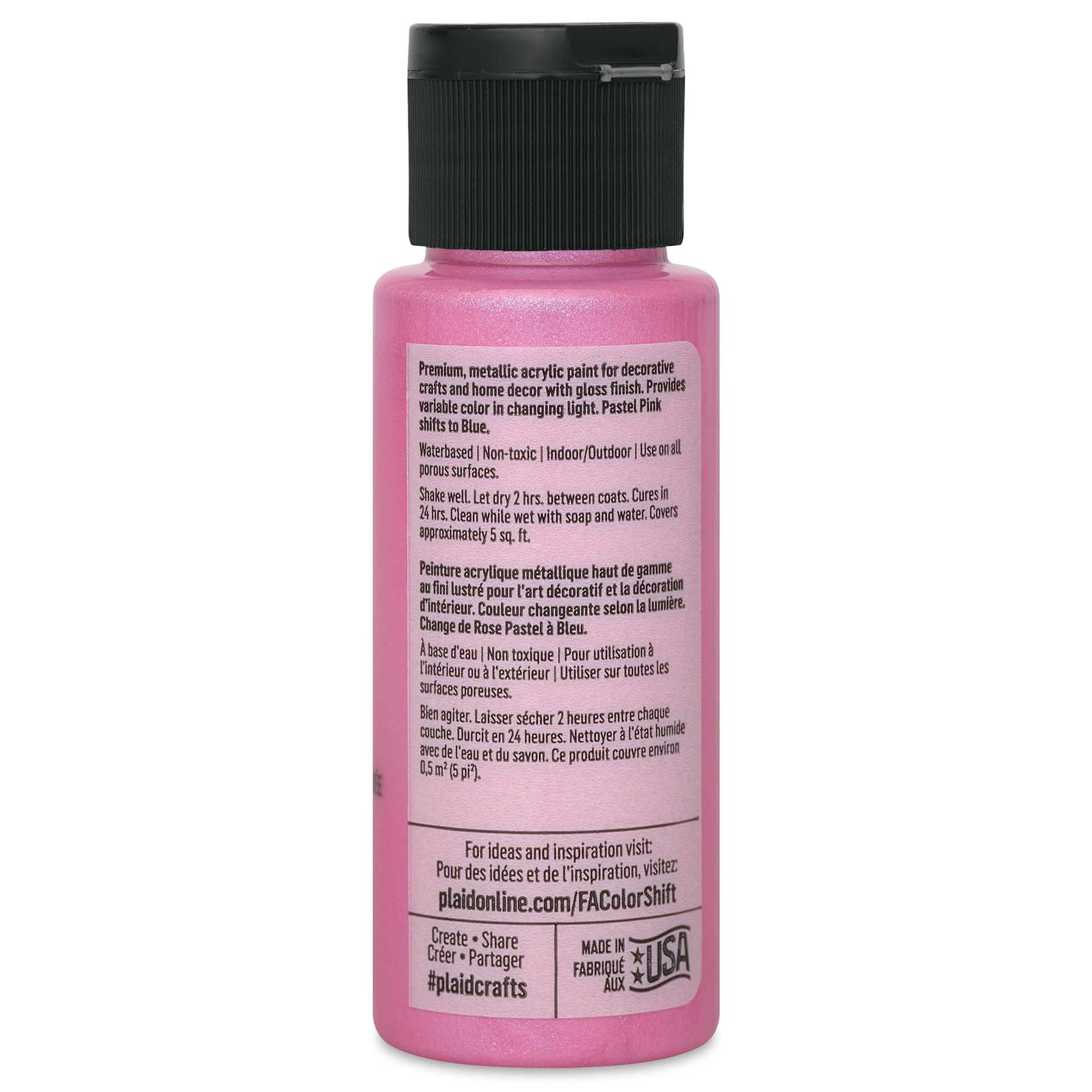 FolkArt Color Shift Paint - Pink Pastel, 2 oz, back of bottle