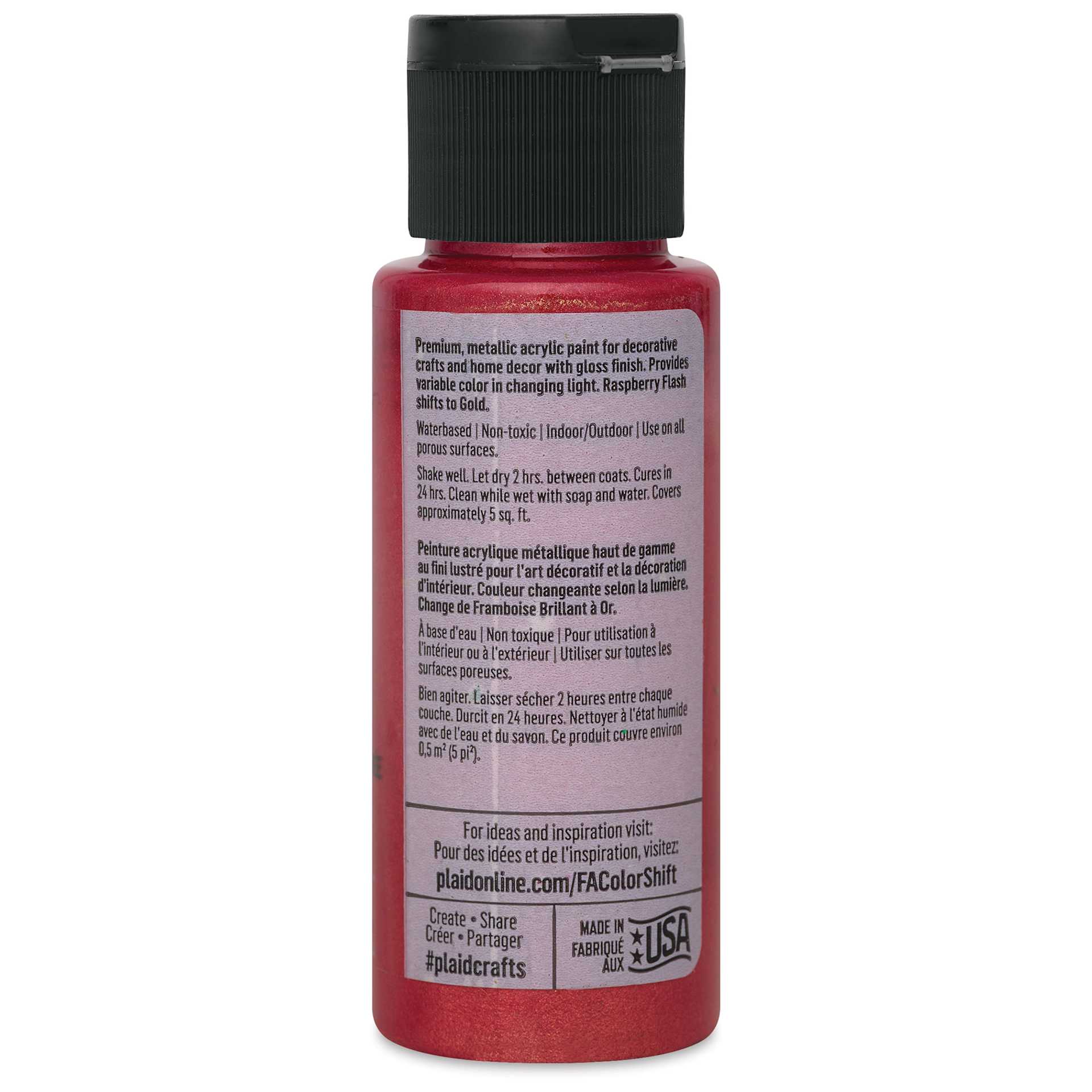 FolkArt Color Shift Paint - Raspberry Flash, 2 oz, back of bottle
